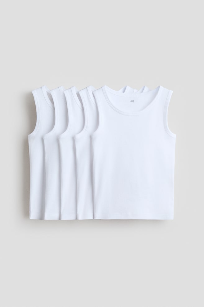 5-Pack Tank Tops - White/Light blue/dark blue - 1