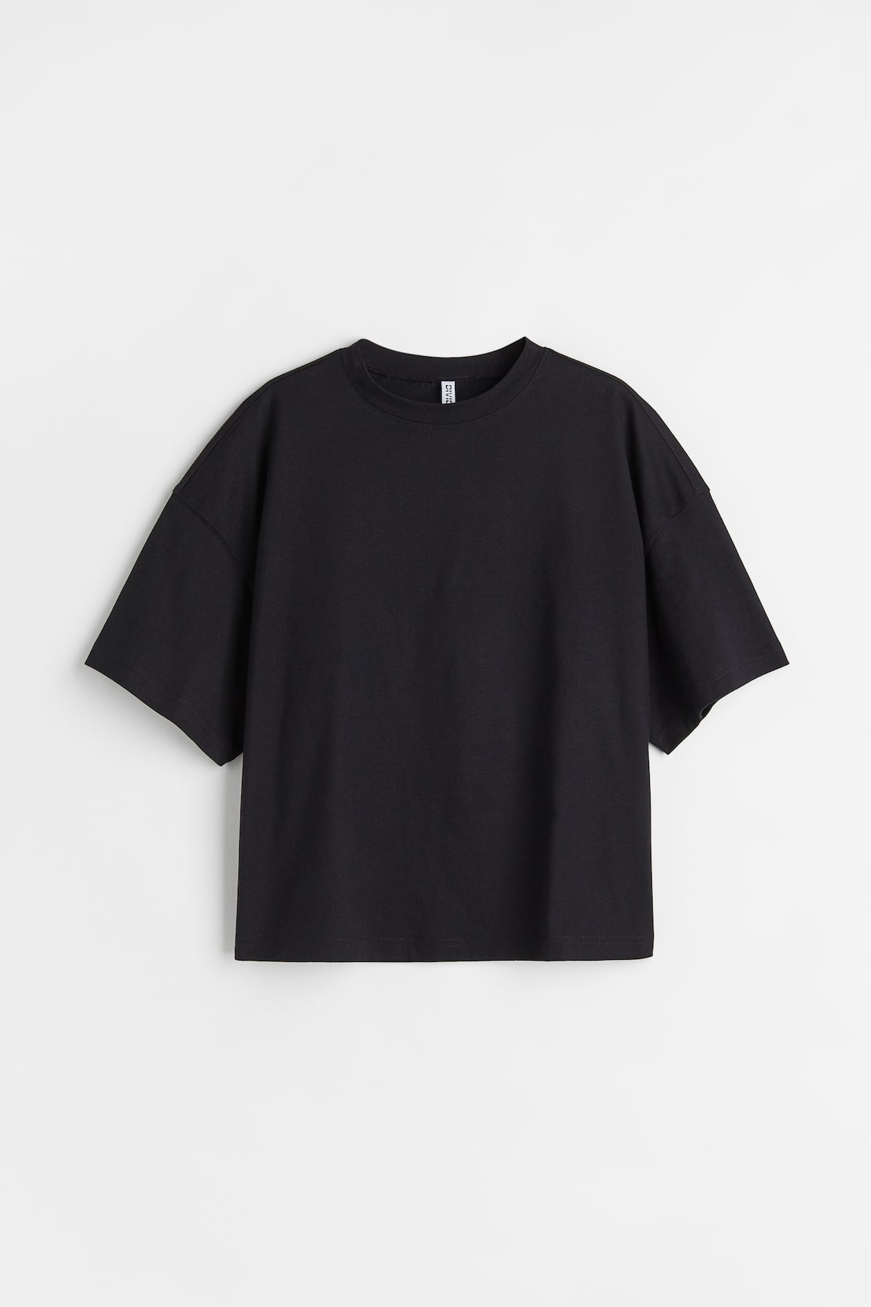 Boxy T-shirt - Round Neck - Short sleeve - Black - Ladies | H&M US