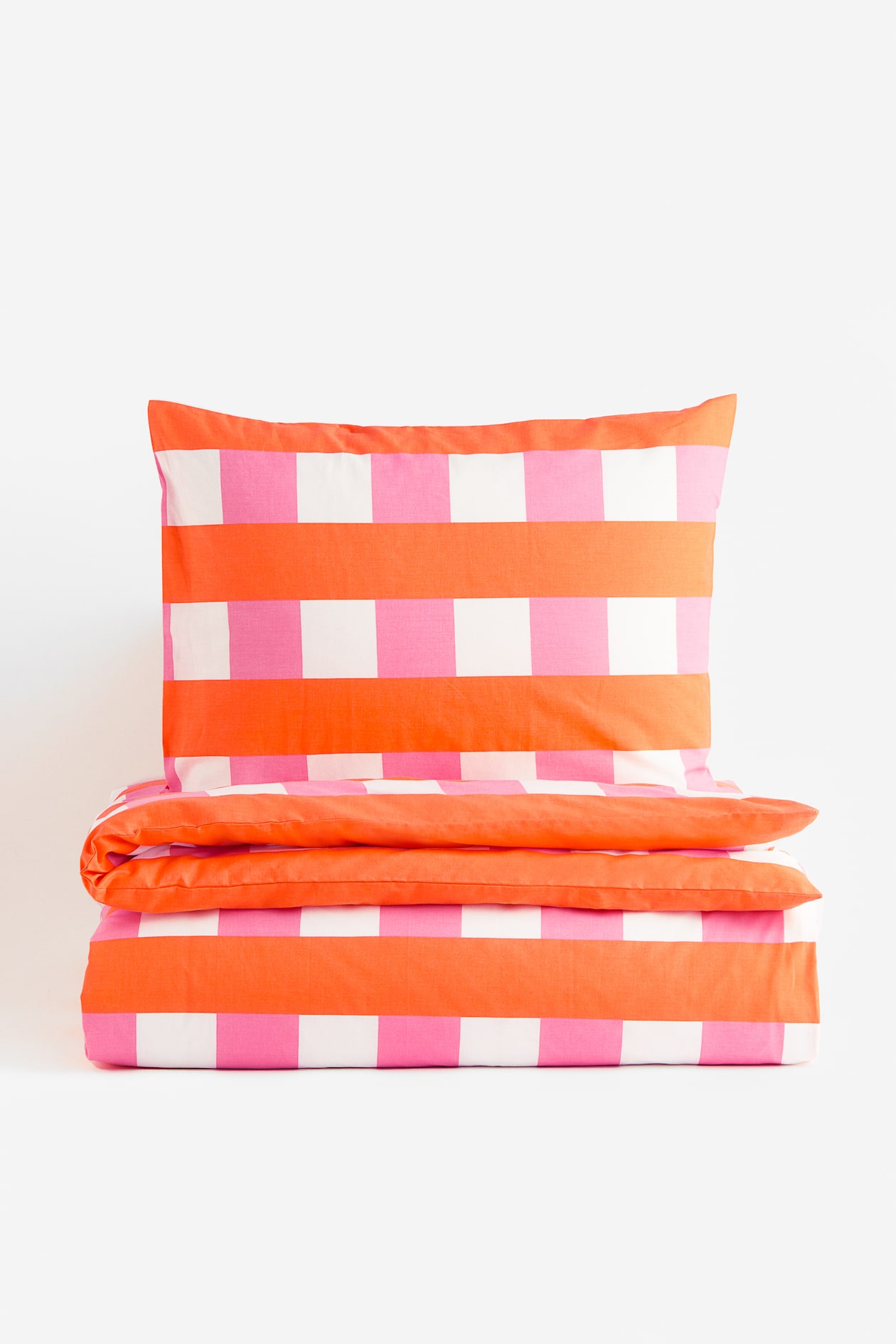 Checked Twin Duvet Cover Set - Orange/checked - Home All | H&M US