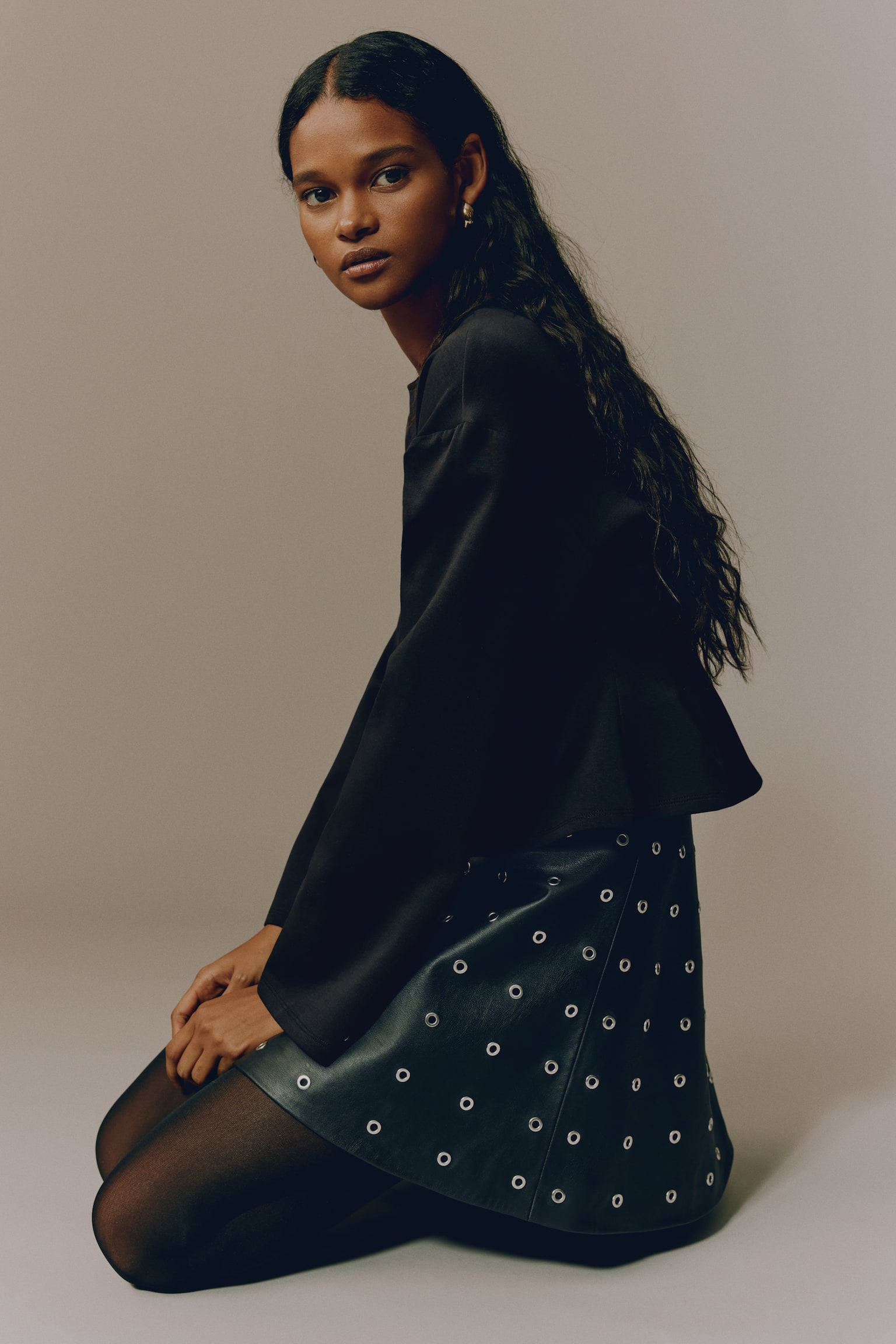 Top cintré en interlock - Noir/Beige clair/Vert kaki foncé - 4