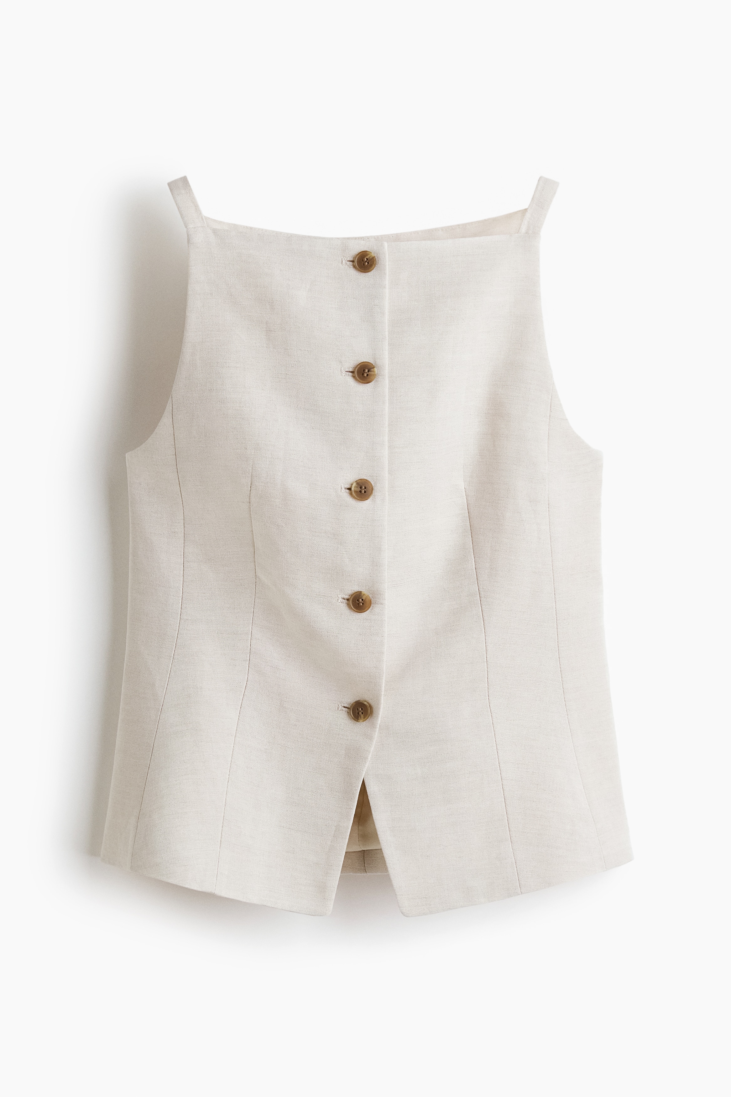 Panciotto in misto lino-Beige chiaro