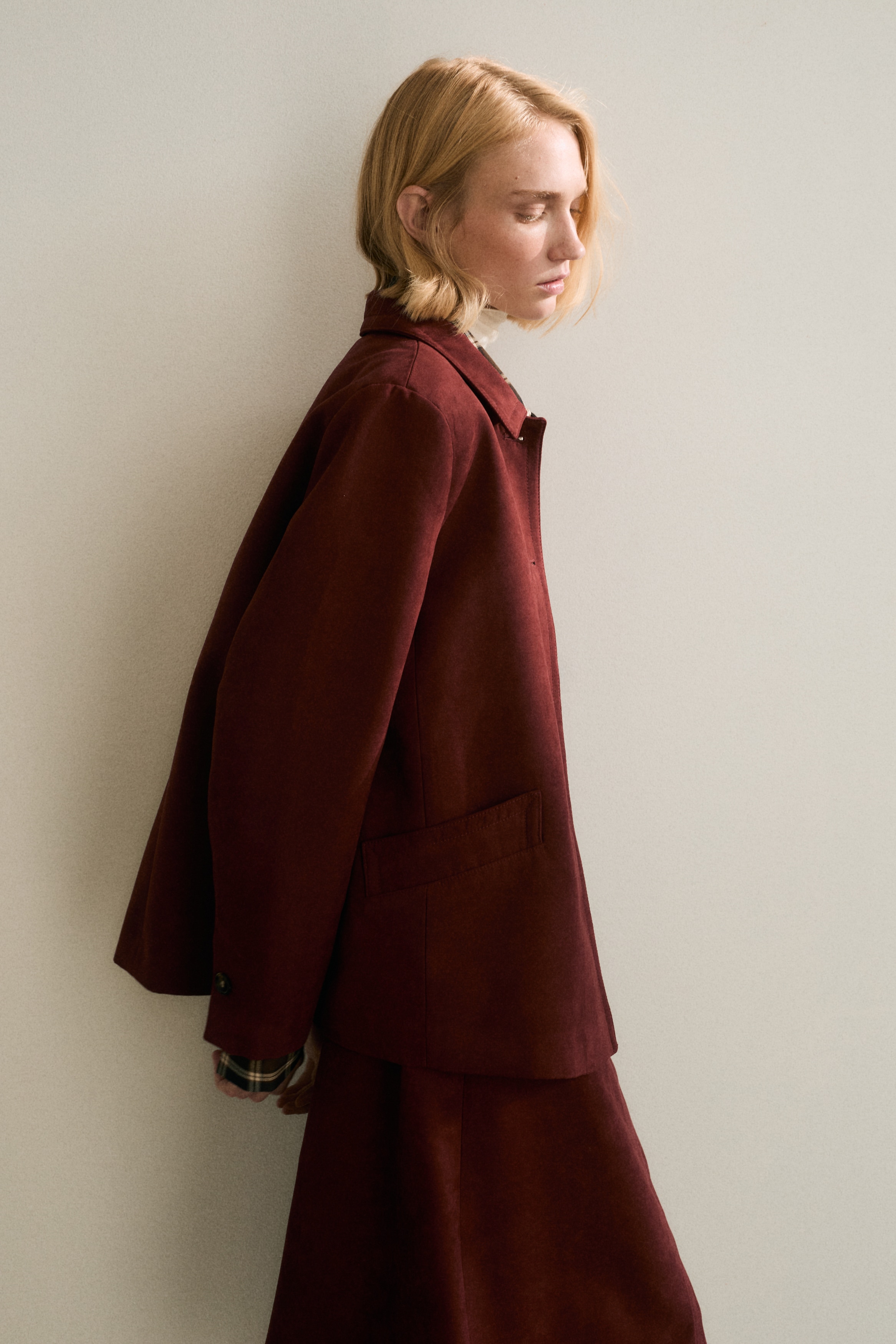 Ladies - Dark red Collared jacket - Size: S  - H&M