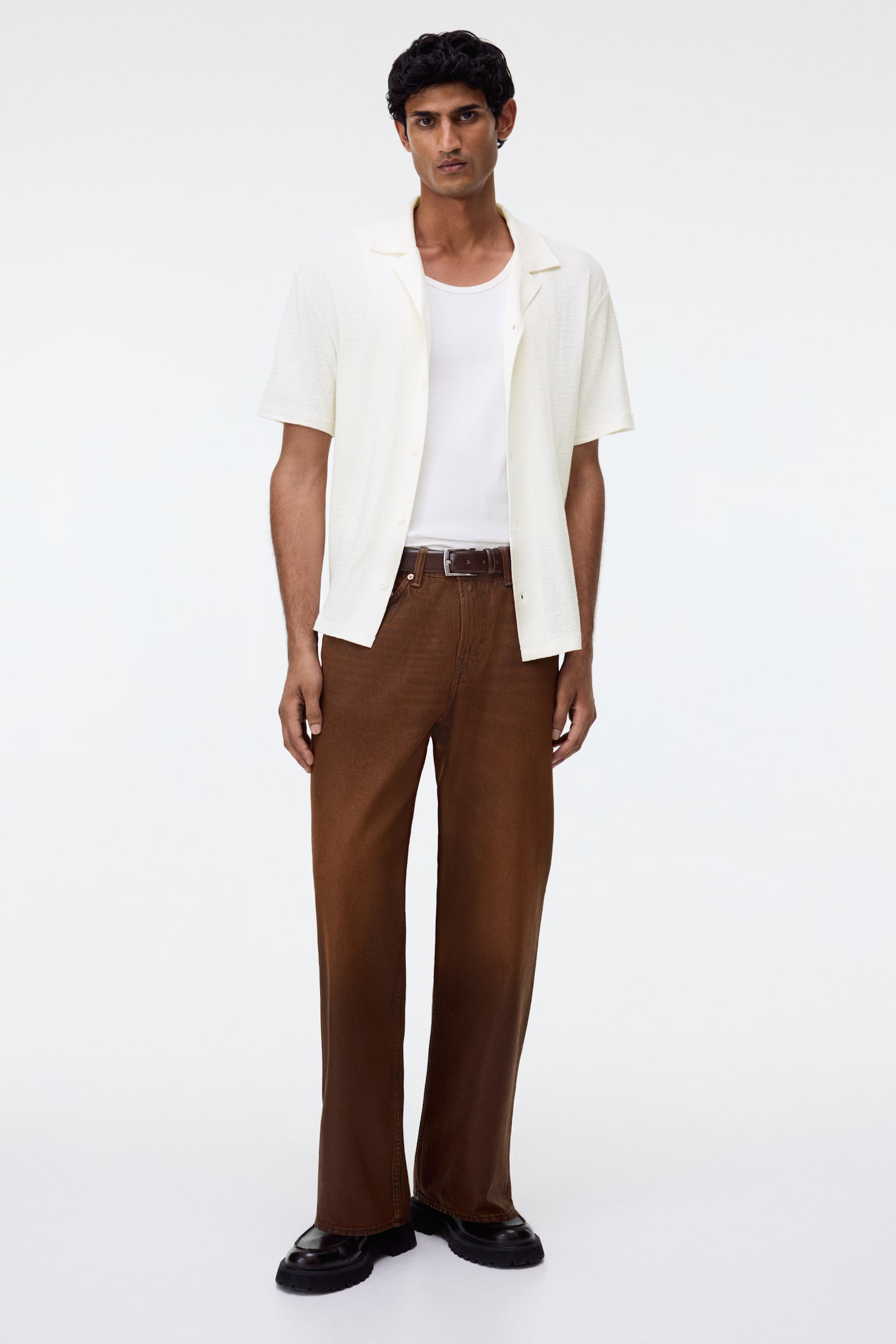 Camisa resort Regular Fit de punto - Blanco/Verde caqui oscuro/Negro/Beige oscuro/Verde caqui - 4