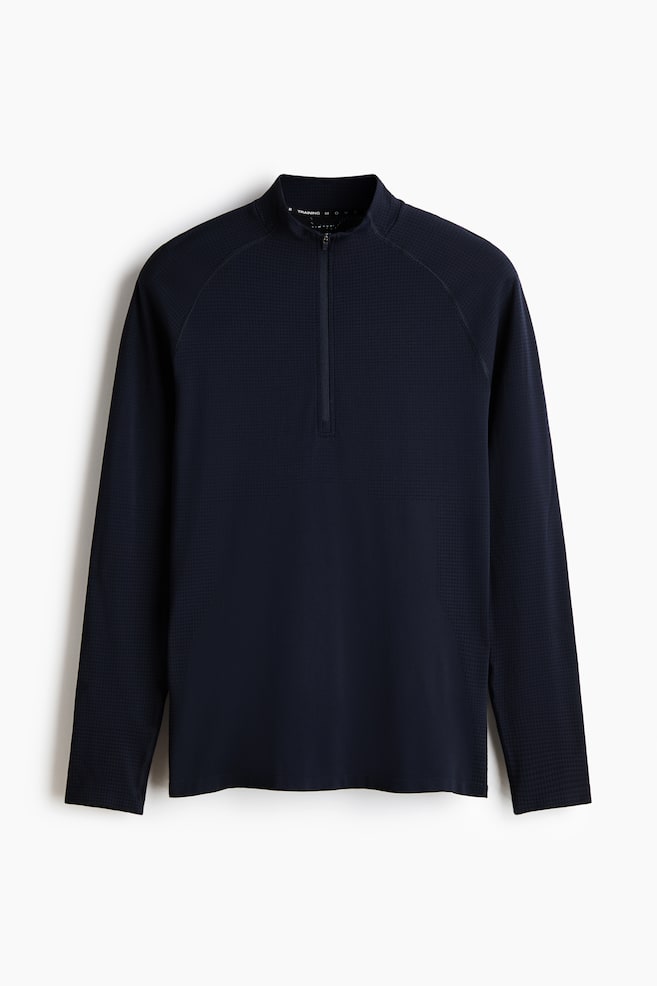 Muscle Fit Sportshirt mit Zipper und DryMove™ - Marineblau/Braun/Braun - 1