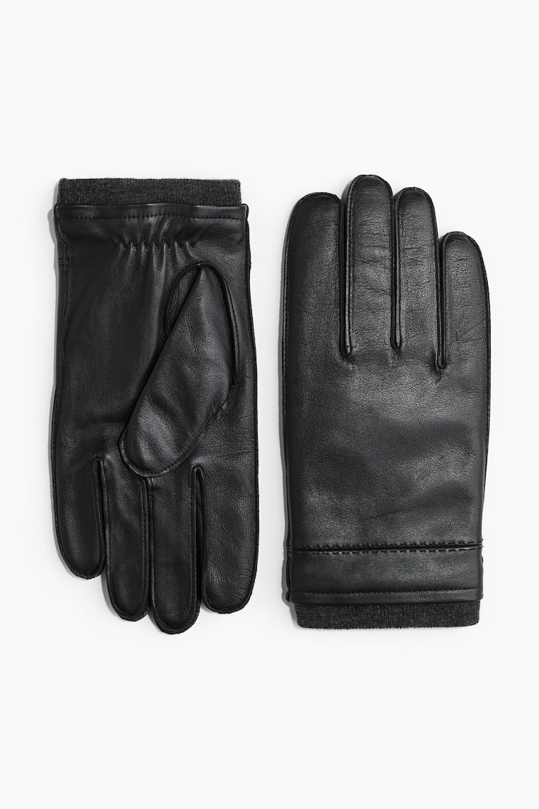Gants En Cuir Homme Black Brown 1826 – Taille M, Noir – Neuf Avec étiquettes – Poignet Tricoté