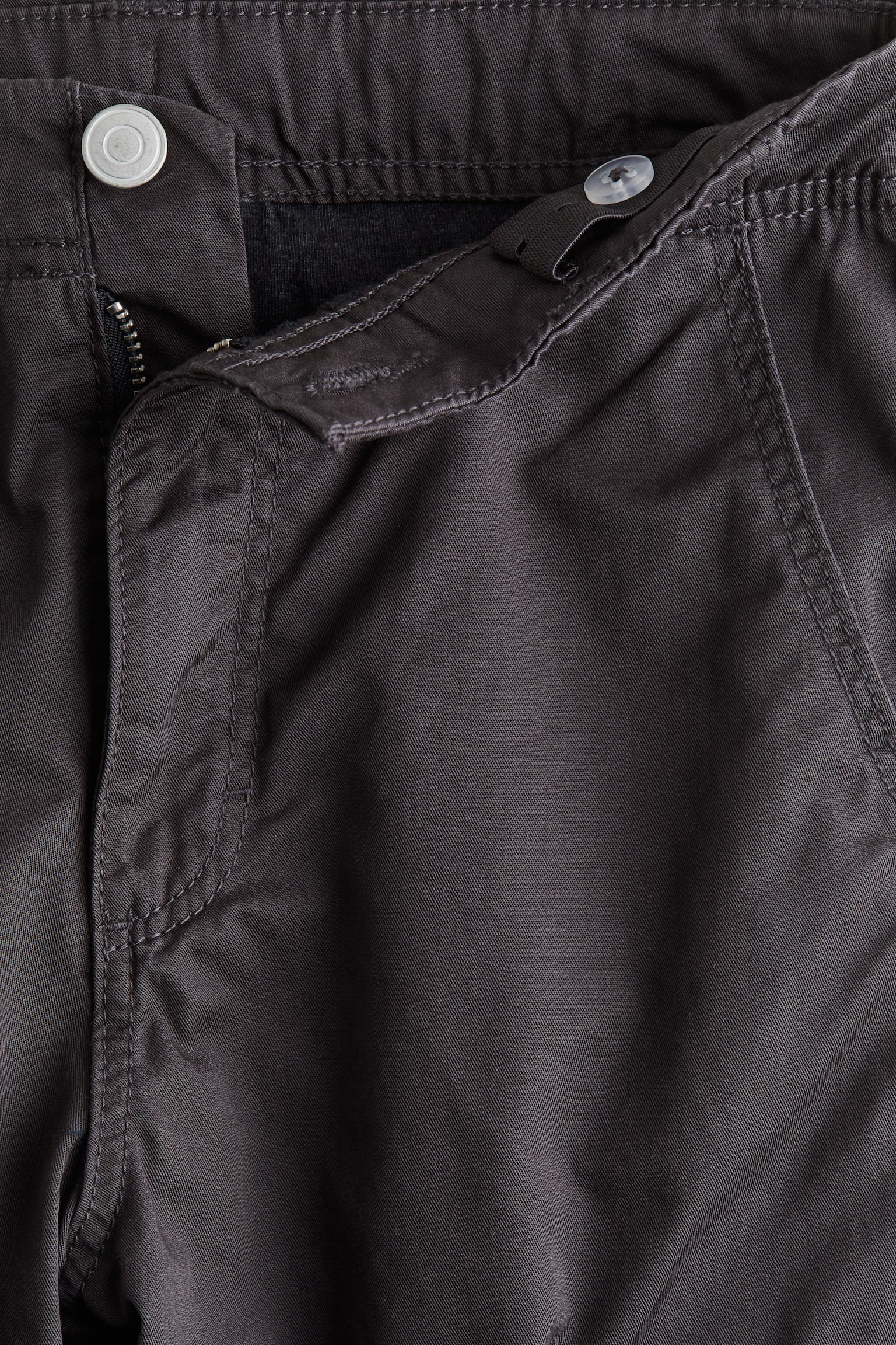 Lined cotton cargo trousers - Dark grey/Black - 2