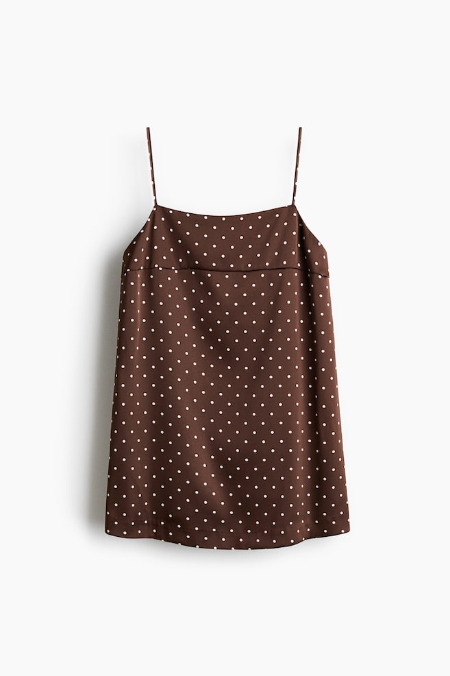 A-line satin top - Donkerbruin/polkadot - 1