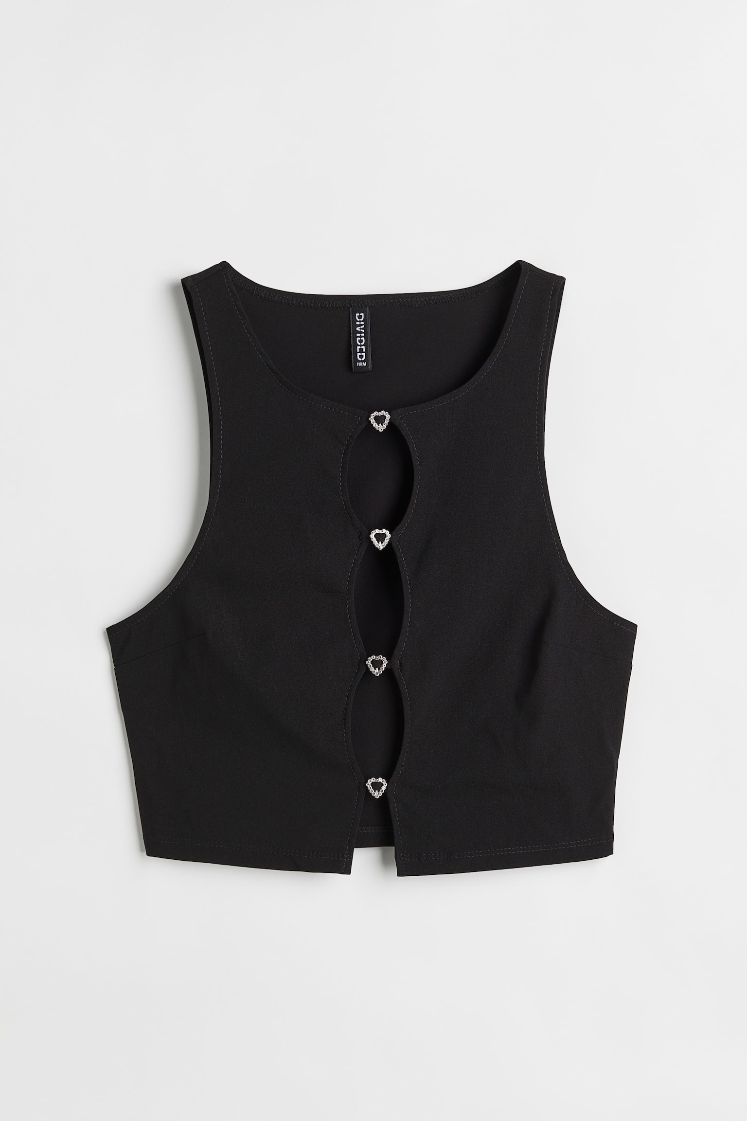 Cropped Cut Out Top - Black/White - 1