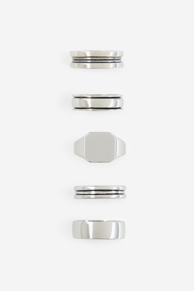 5-pack rings - Silver-coloured - 1