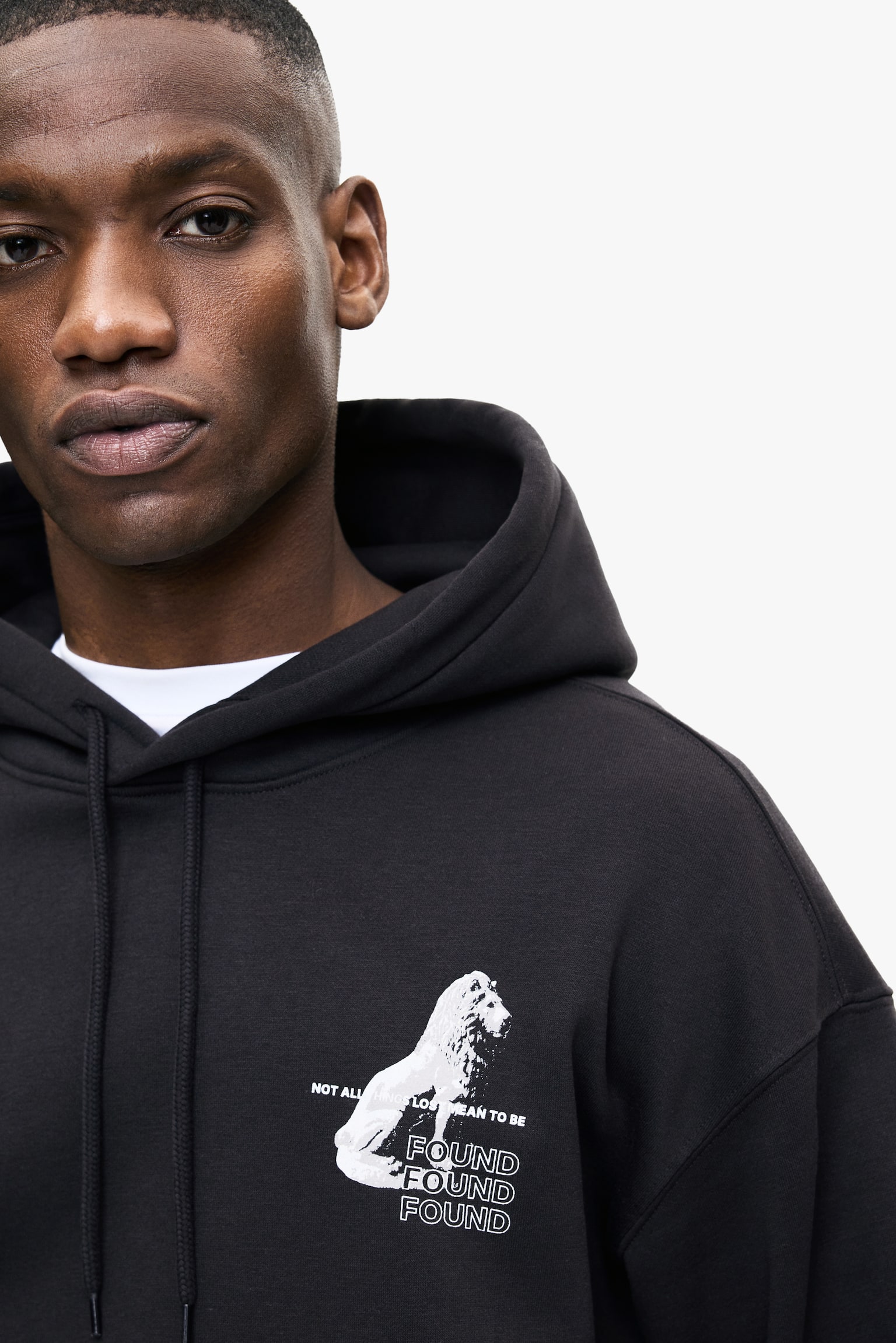 קפוצ'ון עם הדפס Loose Fit - שחור/Found/לבן/Recordin'/אדום שזיף/בורדו/Feel real/לבן/Masashi - 3