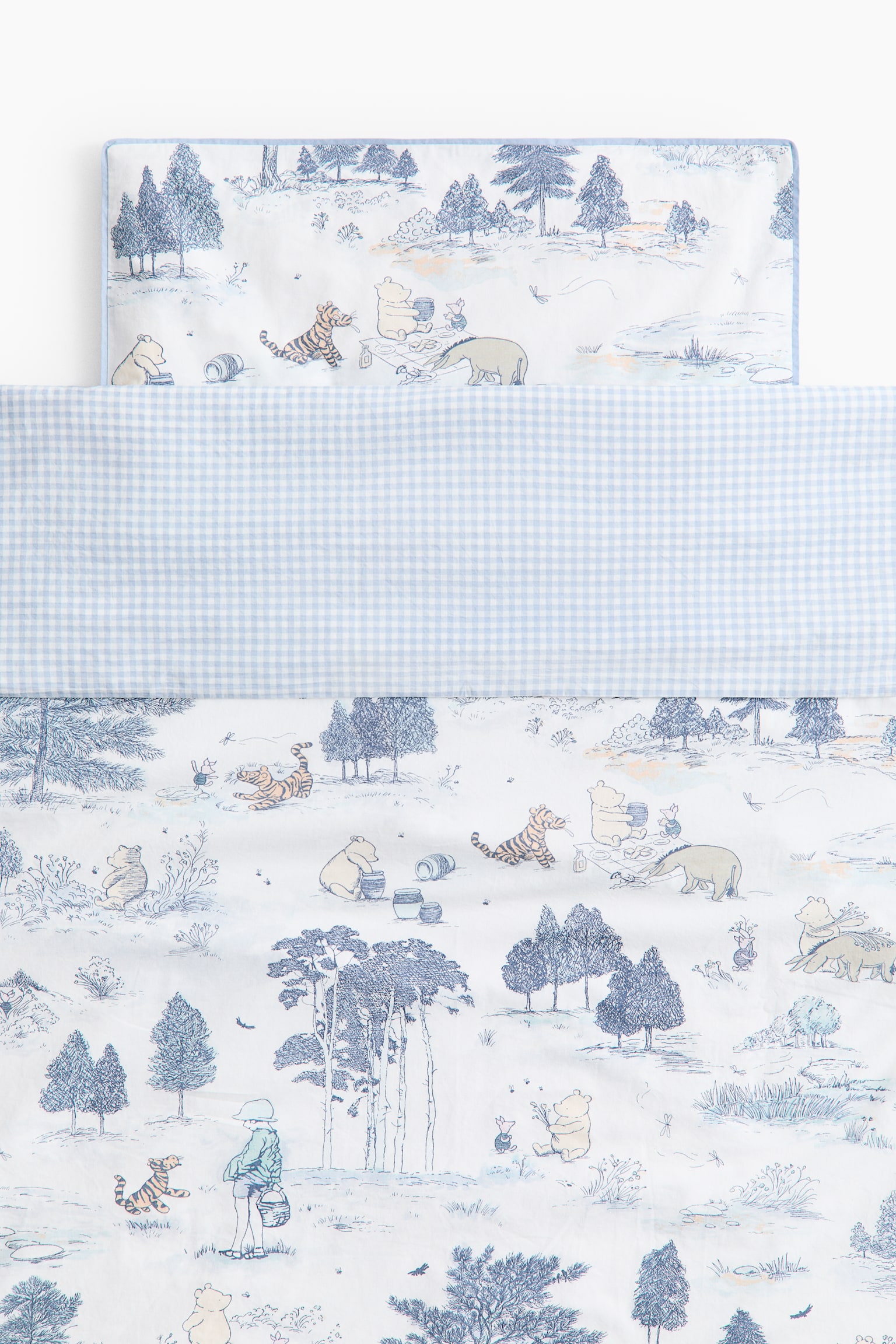 Patterned cot duvet cover set - Light blue/Winnie the Pooh/Light green/Winnie the Pooh - 1