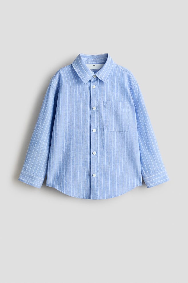 Linen-Blend Shirt - Light blue/striped/White/Light beige/Blue/striped - 1