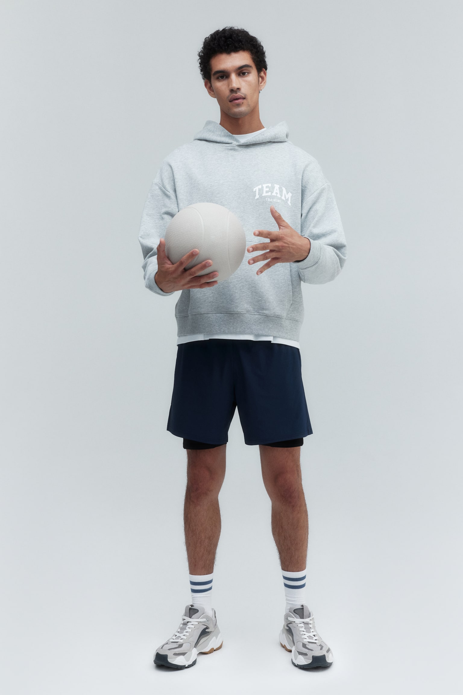 Oversized Fit Sports hoodie - Grey marl/Training Team/Bright blue - 3