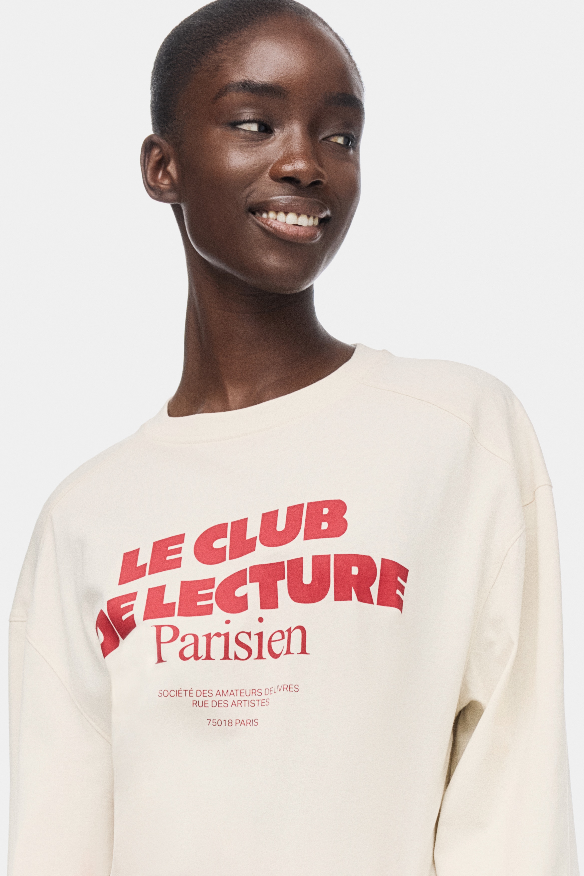 Maglia oversize in jersey - Crema/Parisien