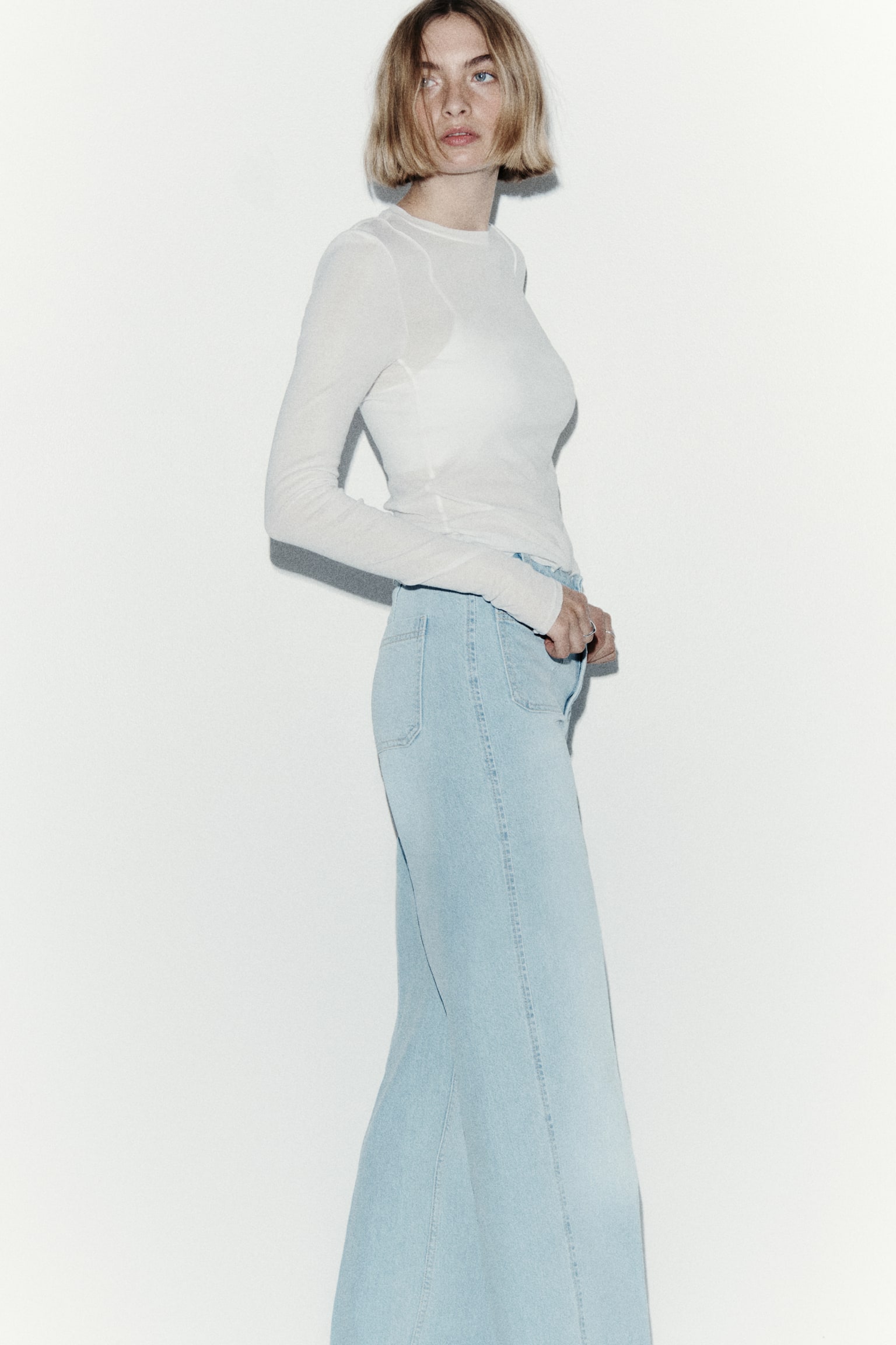 Wide High Jeans - כחול ג'ינס בהיר/כחול נייבי ג'ינס/חום כהה/לבן/כחול ג'ינס כהה/כחול ג'ינס בהיר/ורוד פודרה - 3