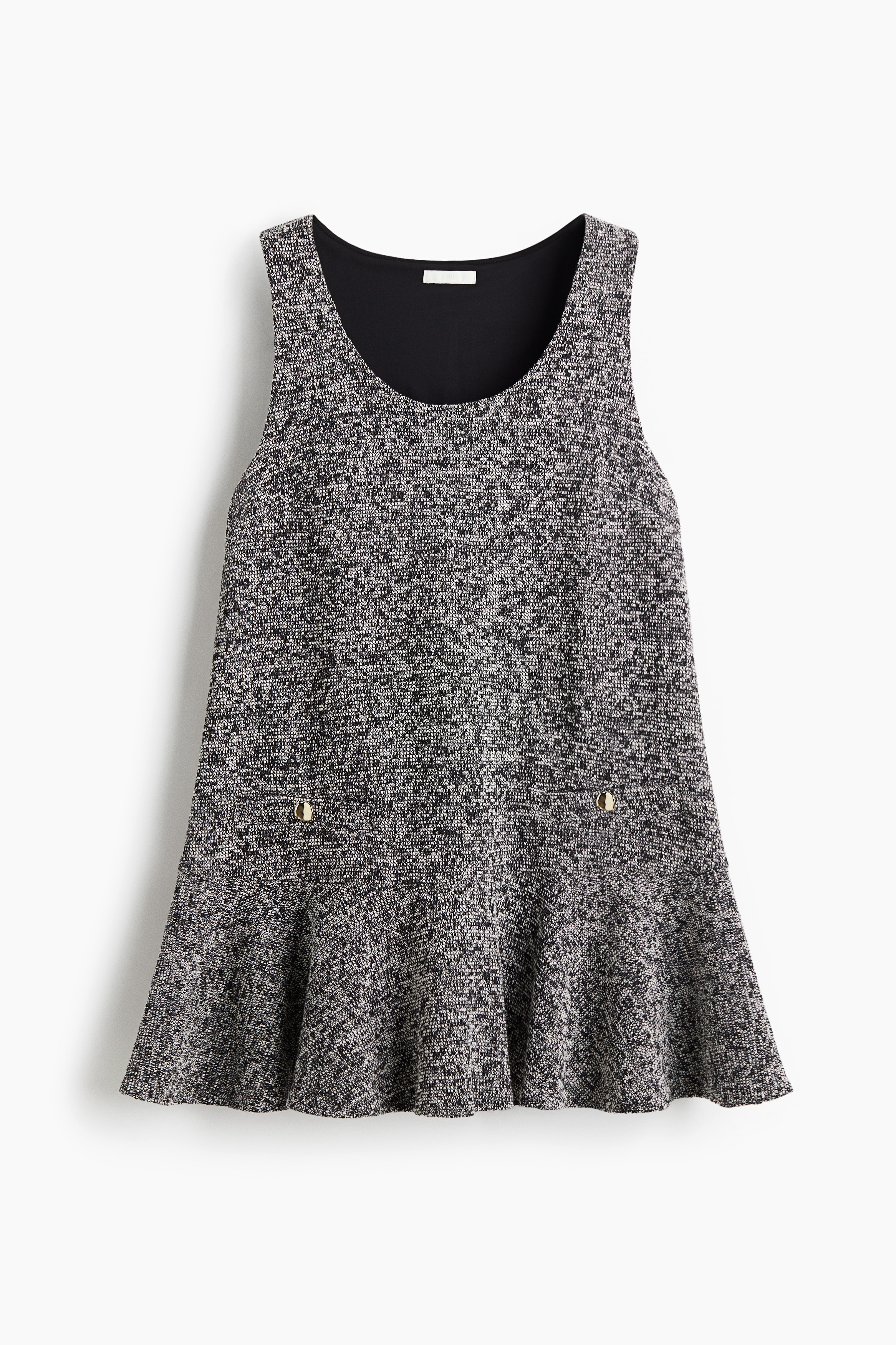 Jacquard-weave dress - Black marl/Light beige