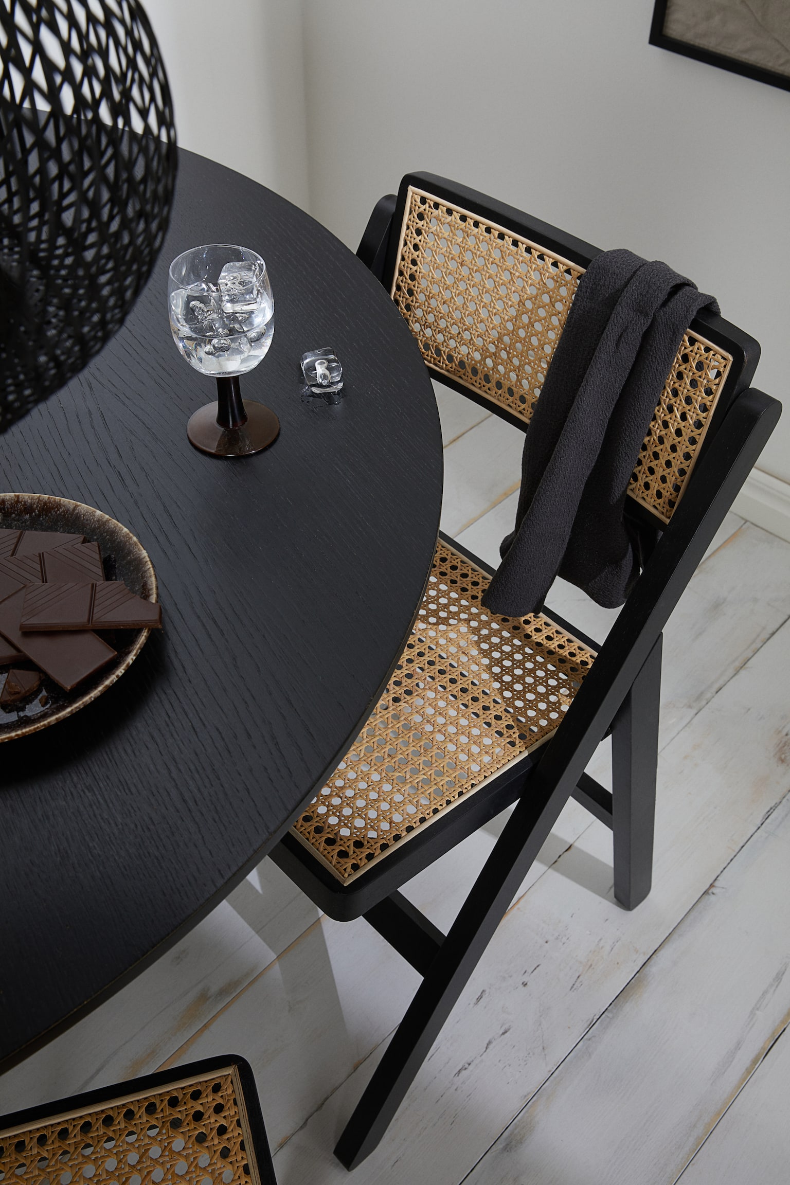 Wooden folding chair - Black/Rattan/Brown/Rattan/Light greige - 2