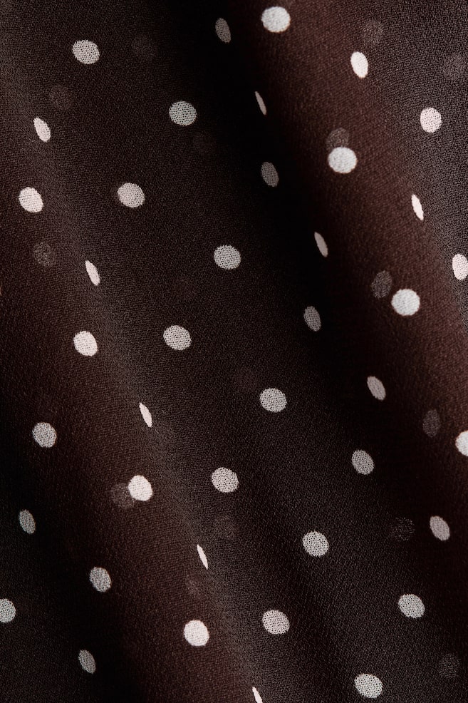 Blouse with Scarf Collar-Dark brown/polka dot - 3