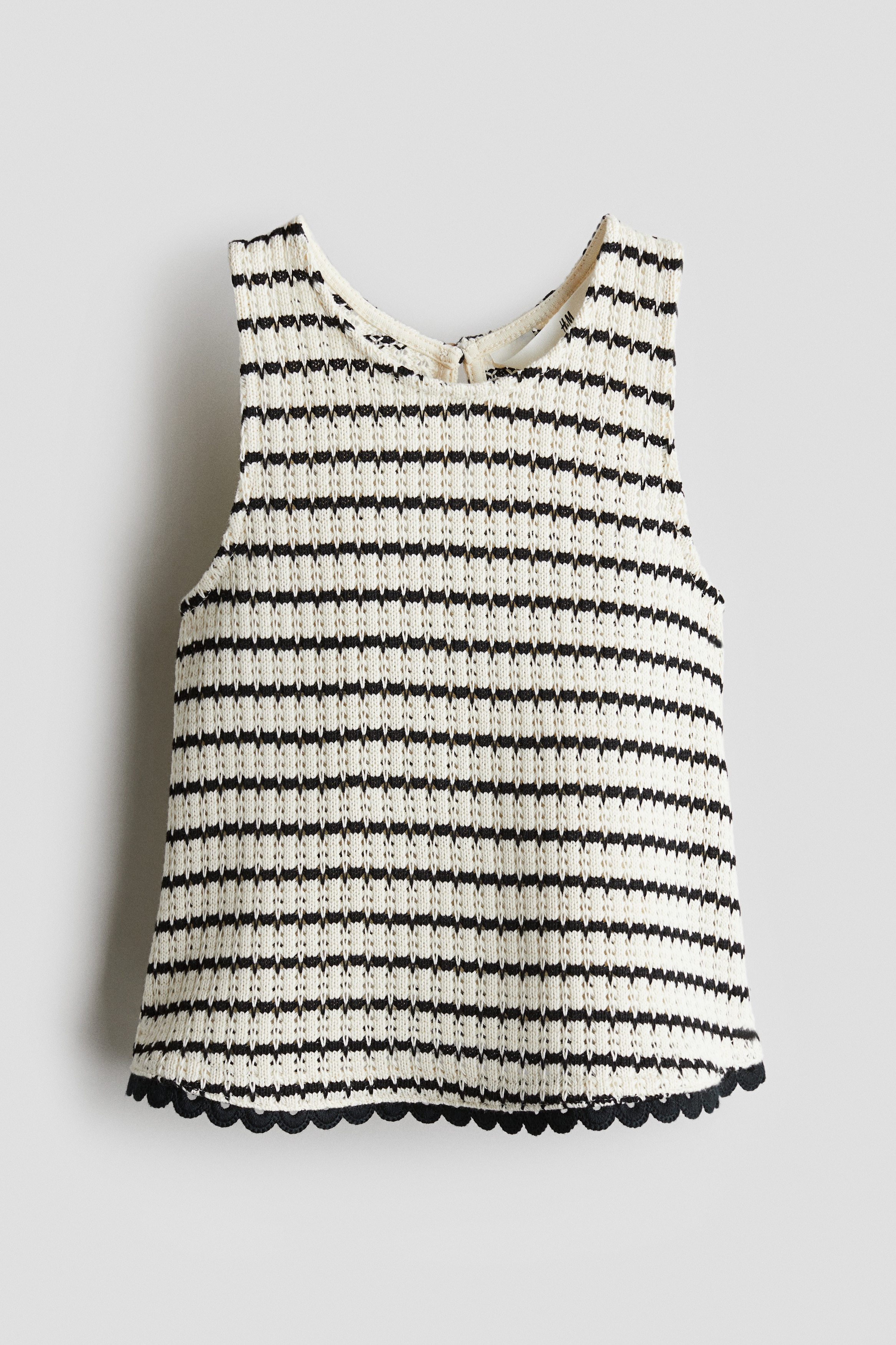 Strukturstickat linne - Vit/Svartrandig/Crèmevit/Randig/Cerise