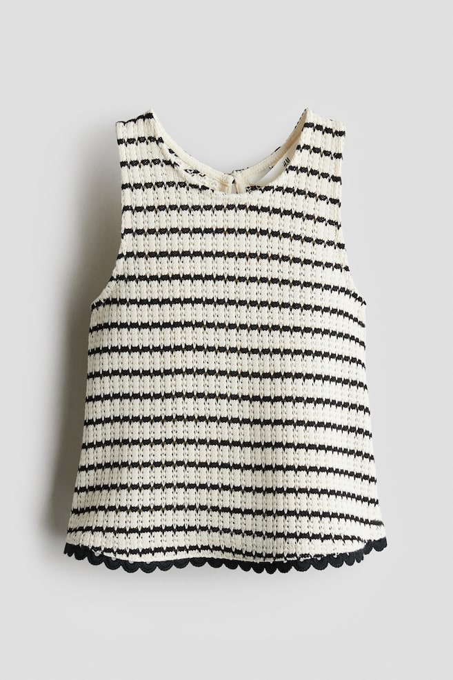 Textured-knit vest top - White/Black striped - 1