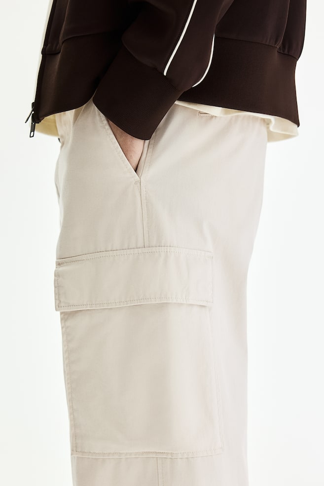 Relaxed-Fit Cotton Cargo Pants-Cream - 4
