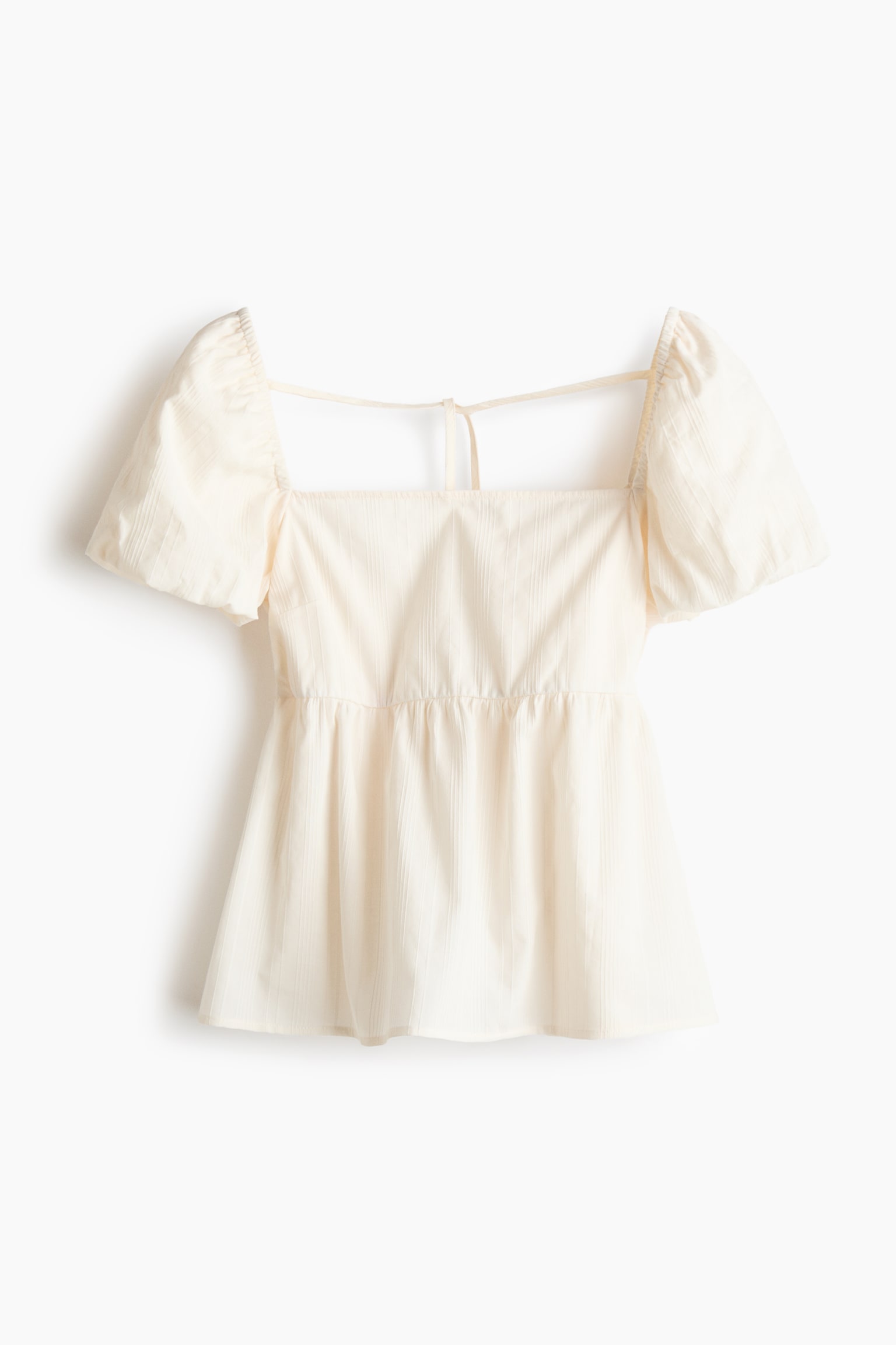 Tie-back puff-sleeved top - Cream/Beige/Floral