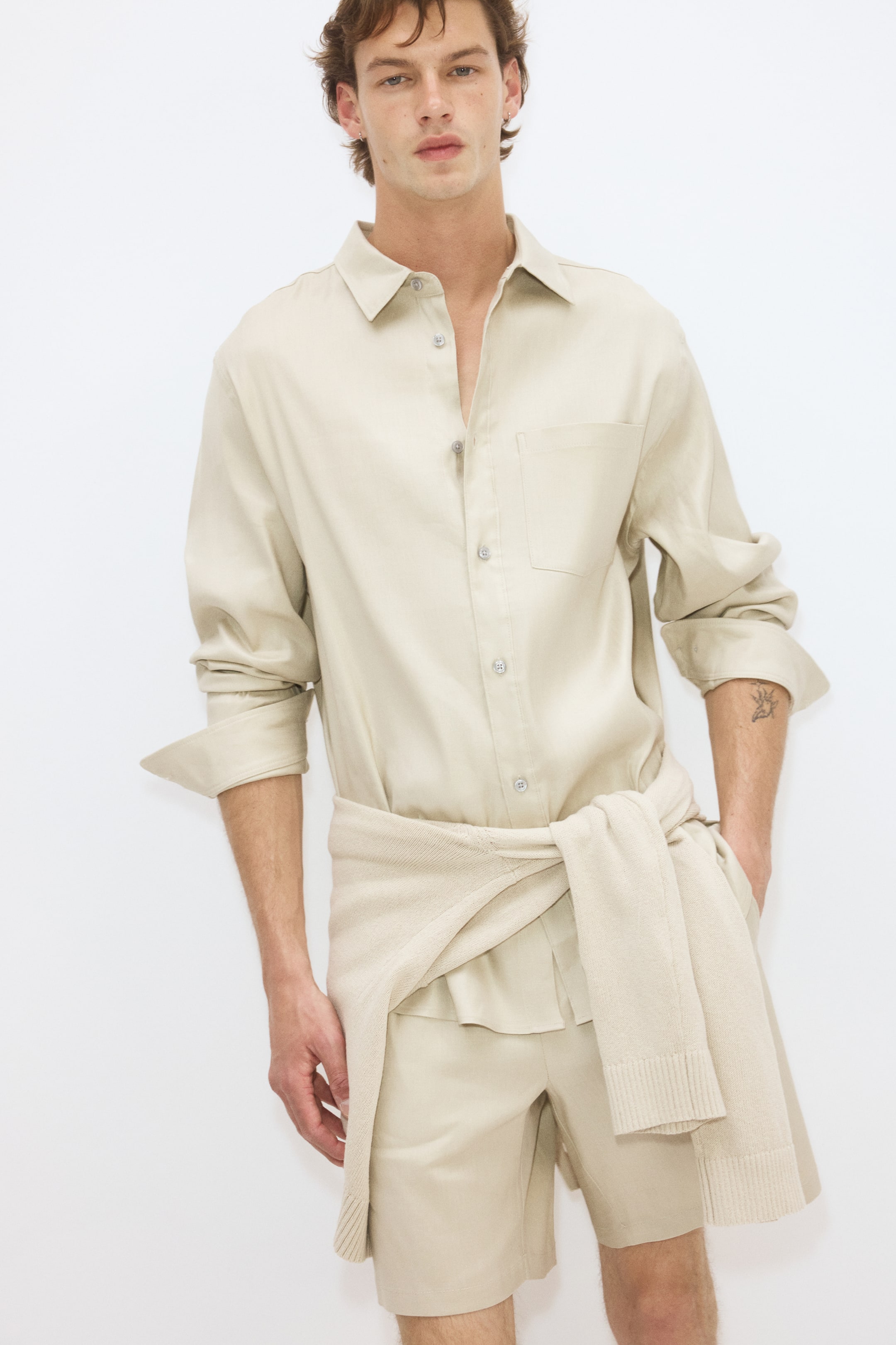 Мужские шорты H&M Easy-Care Relaxed-Fit Linen-Blend Shorts — фото 6