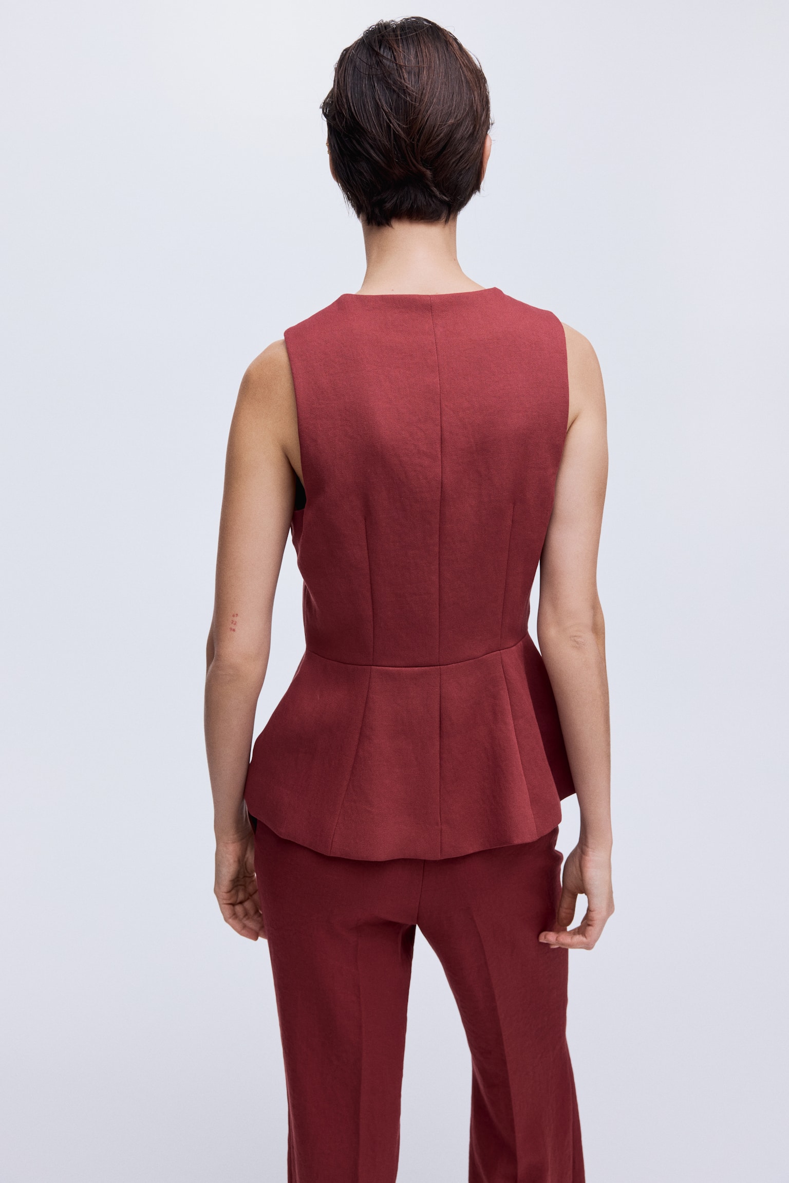 Peplum waistcoat - Dark red/Pink/Black/Dark denim blue - 4