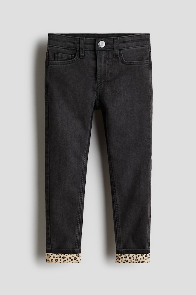 Skinny Fit Lined Jeans - Schwarz/Leopardenmuster/Denimblau/Geblümt/Denimblau/Herzen - 1