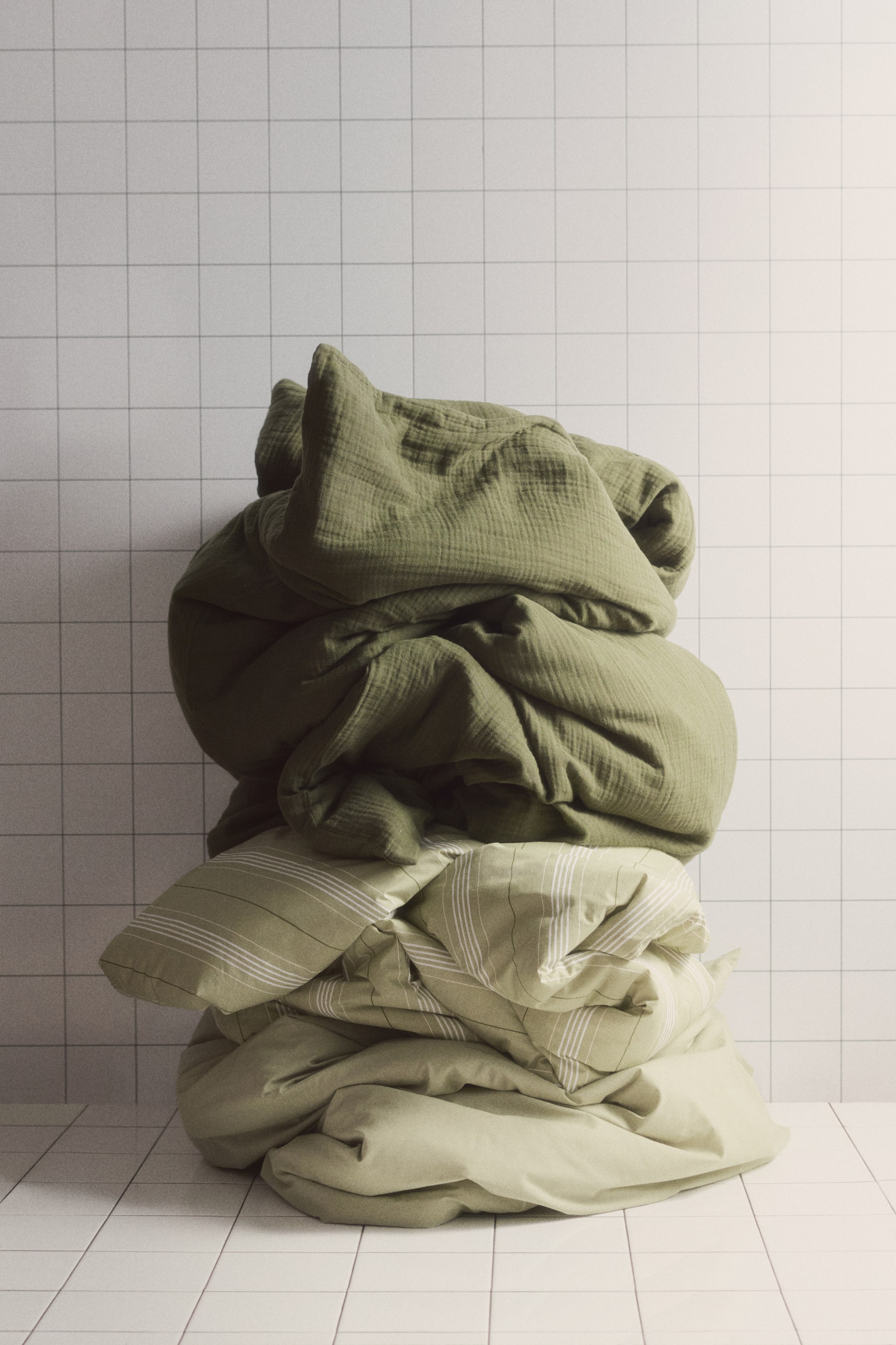 Ingrandisci l'immagine: Set copripiumino singolo in mussola - Verde bosco - HOME | H&M CH 1