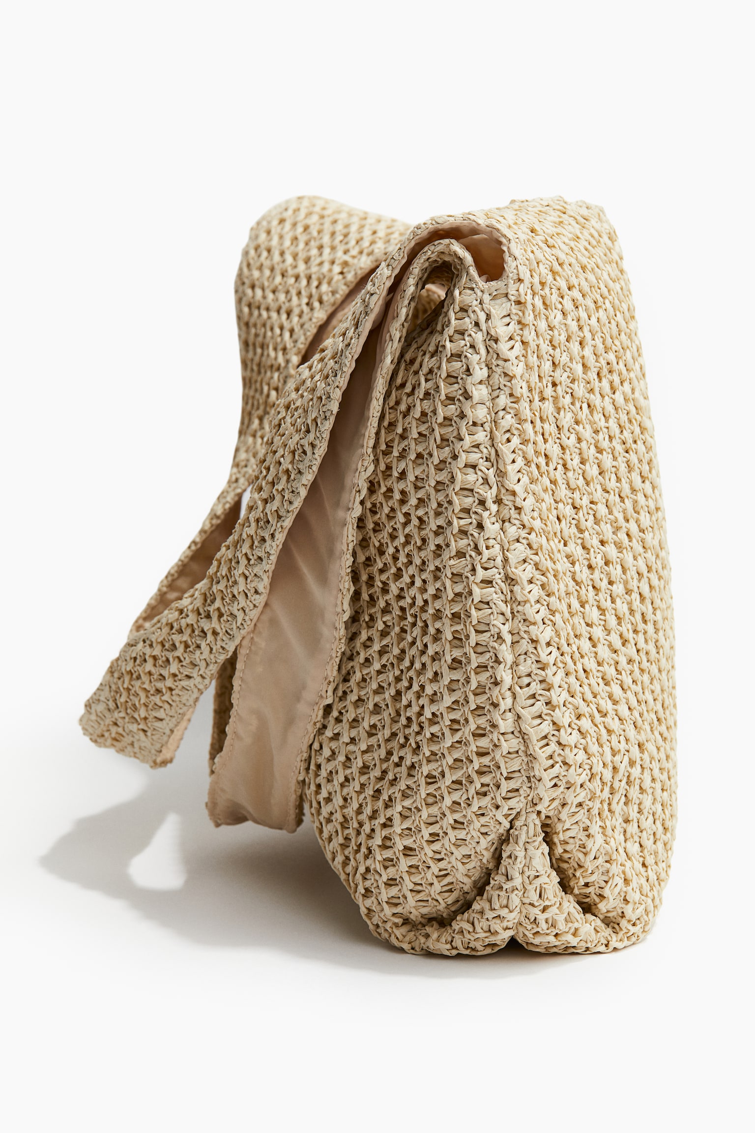 Straw Shoulder Bag - Beige/Dark beige - 3