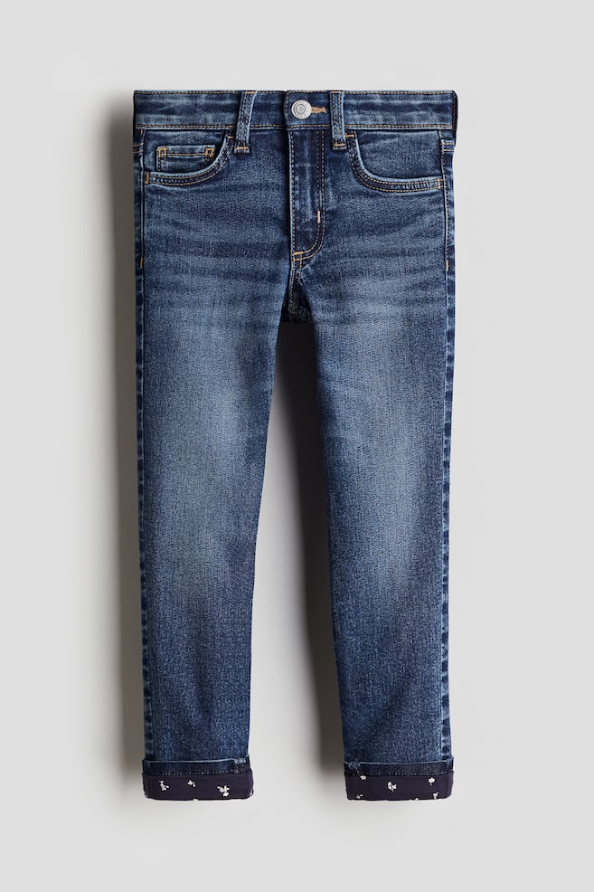Skinny Fit Lined Jeans - Dark denim blue/Faded black - 1