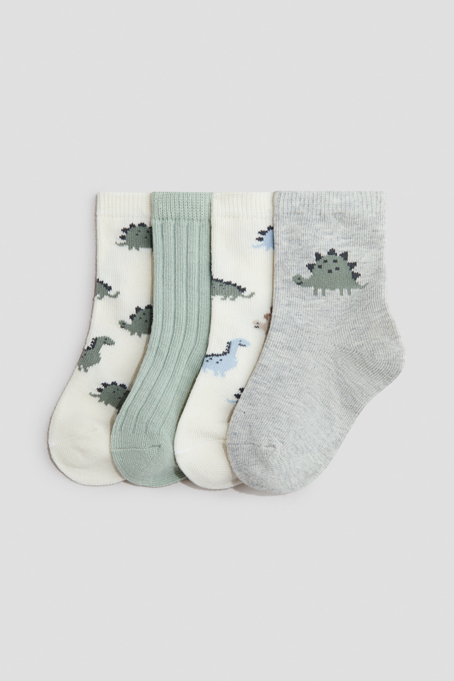 4-pack socks - Dusty green/Dinosaurs/Blue/Vehicles