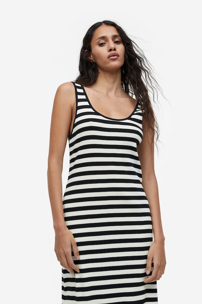 Ribbed dress - Black/White striped/Light grey marl/Red/White striped/Light pink/Green striped/dc - 6
