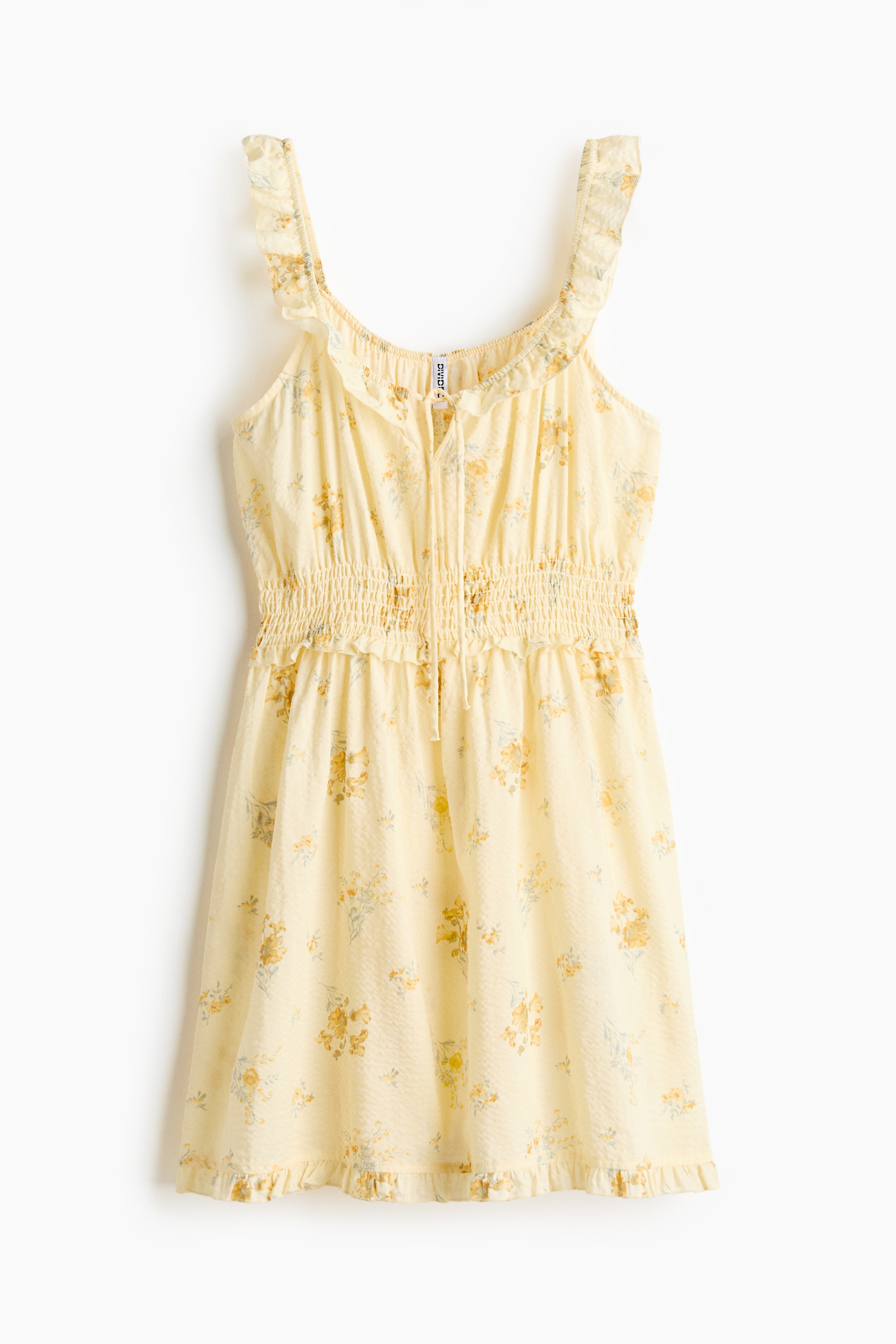 荷葉邊洋裝 - 淺黃色/花朵/淺藍色/淺米色/花朵