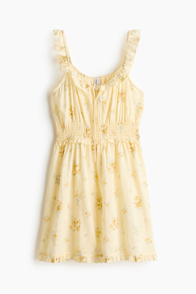 Ruffle-Trimmed Dress - Light yellow/floral/Light beige/floral/Light blue - 1