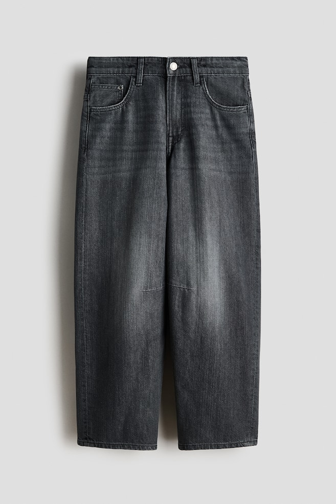 Barrel-leg jeans - Black/Light denim blue - 1