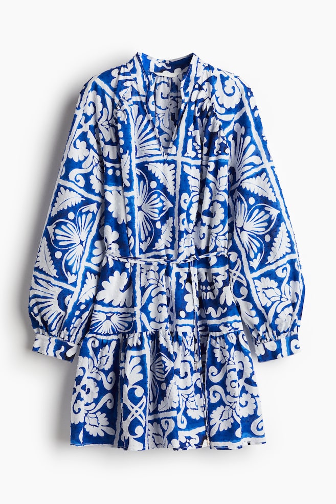 Robe en plumetis - Bleu vif/motif/Blanc - 1