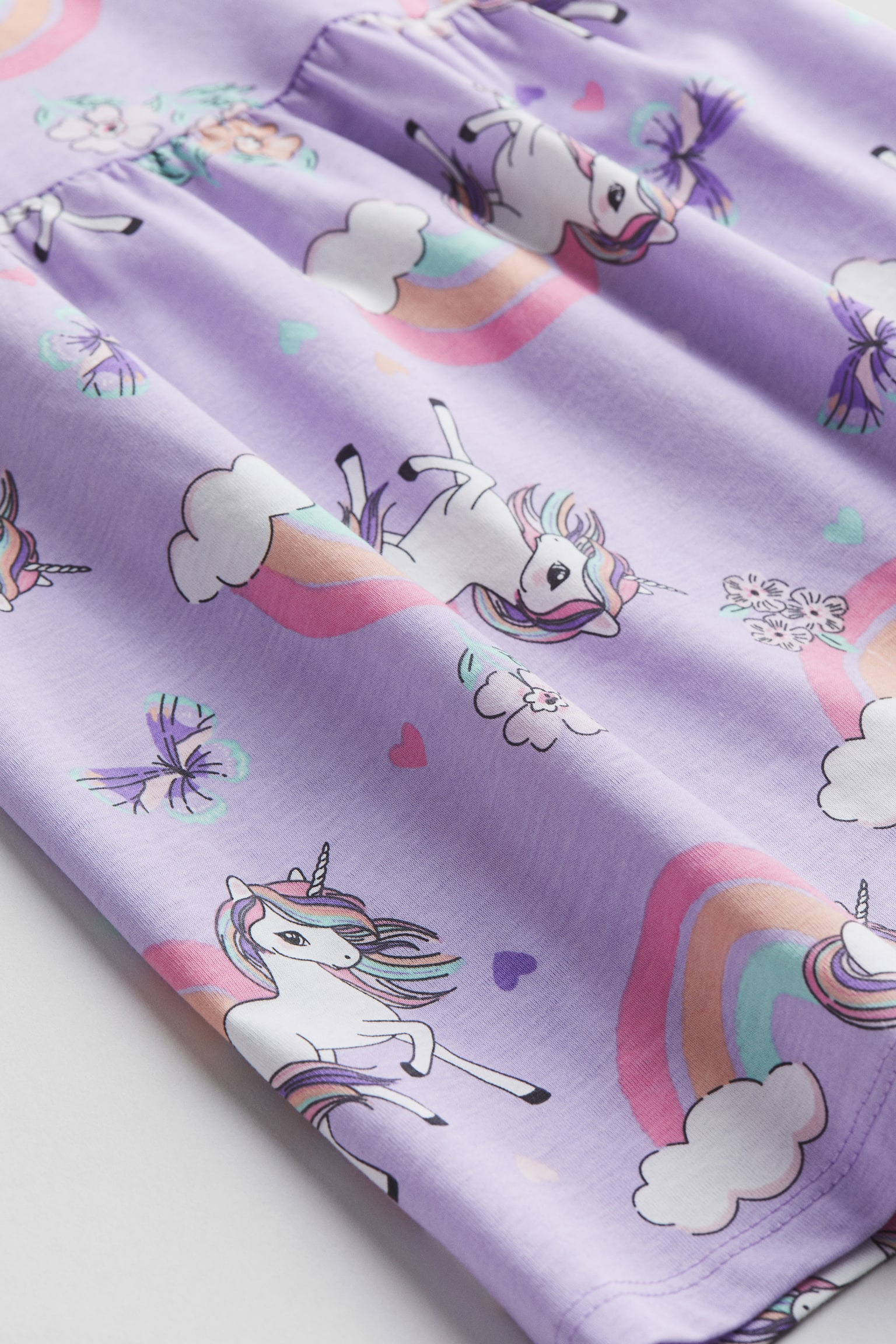 Patterned cotton dress - Light purple/Unicorns/Powder pink/Bows/White/Floral/Dark grey/Bows/White/Spotted/Light pink/Patterned/Pink/Floral/Pink/Unicorns/Light blue/Dogs/Light pink/Gradient/Light pink/Floral/White/Ice lollies/White/Hearts/White/Floral/Light purple/Butterflies - 2