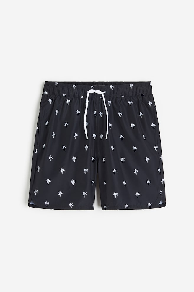 Patterned swim shorts - Black/Palm trees - 1