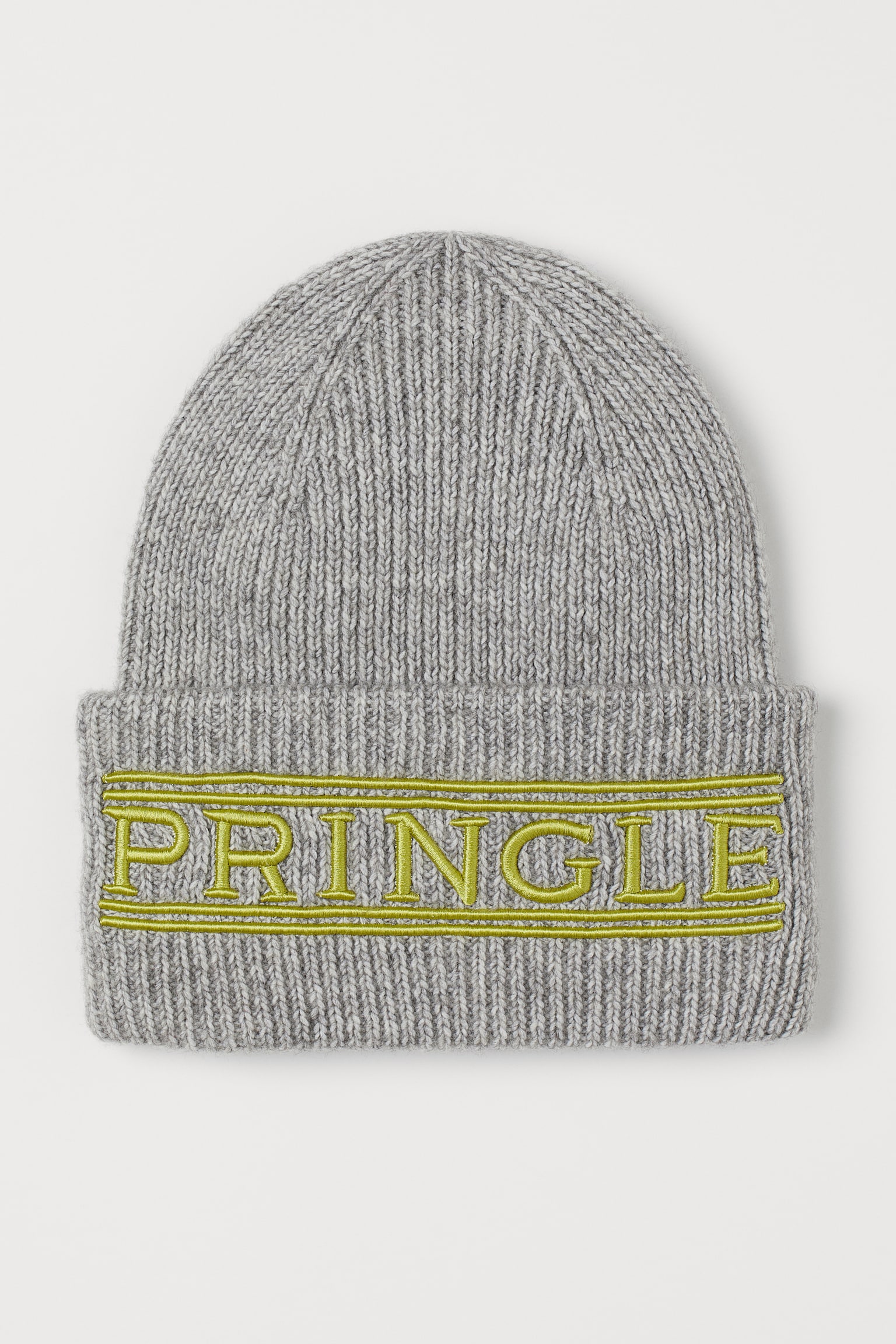 Knitted hat with embroidery - Light grey marl/Pringle