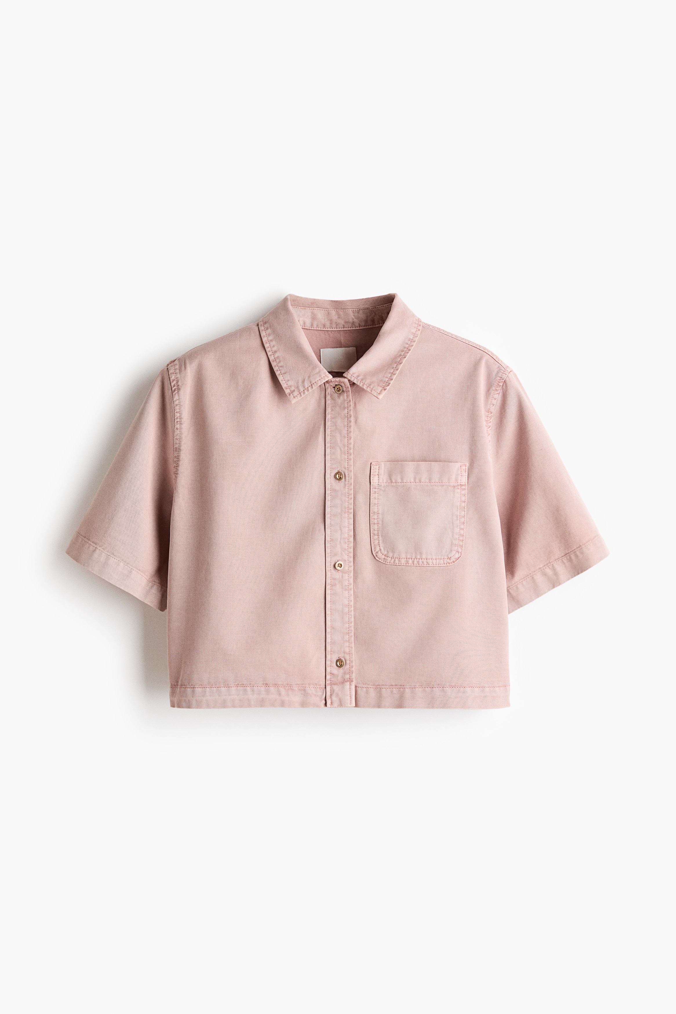 Boxy denim shirt - Powder pink/Denim grey