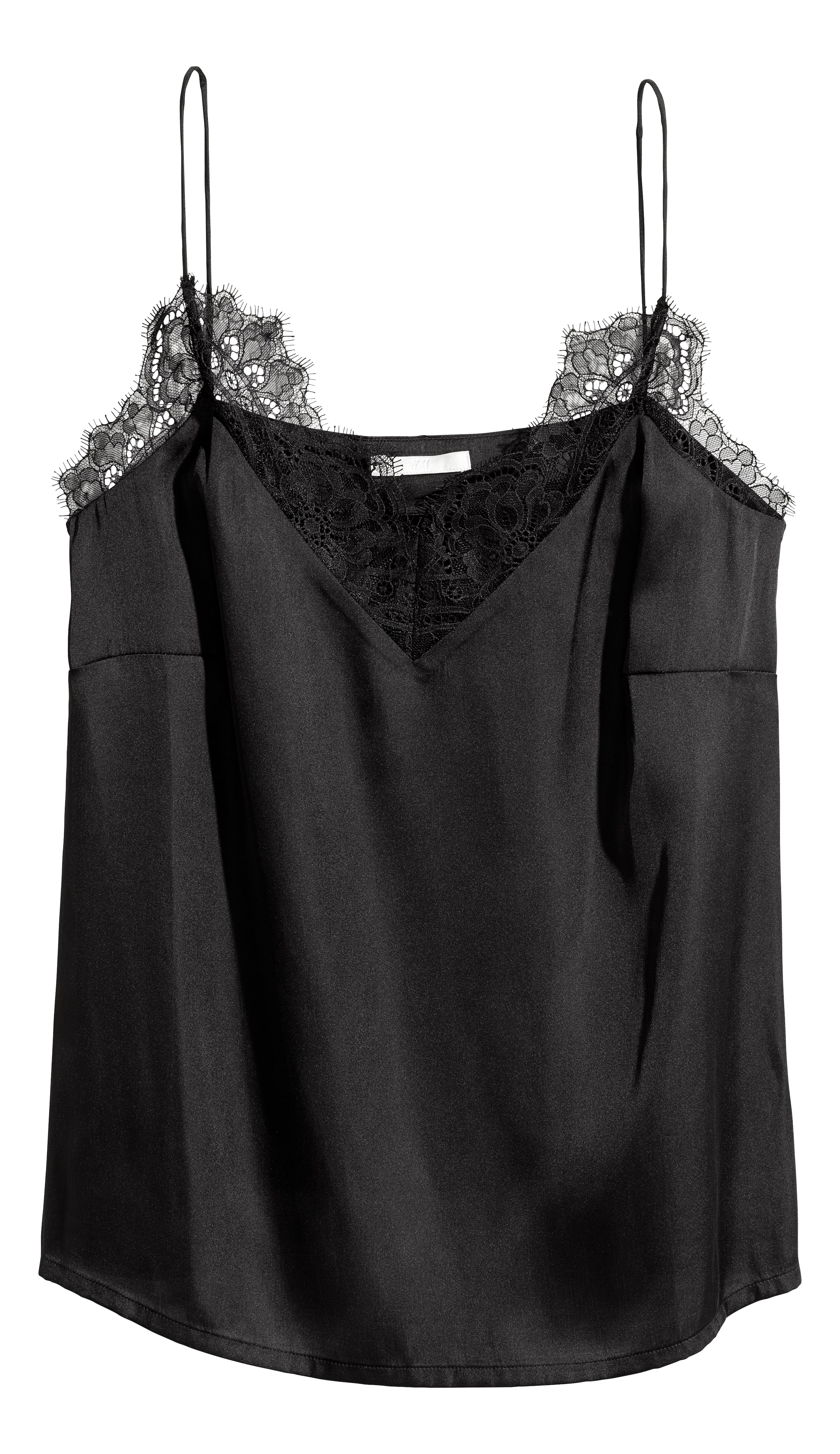 Satin top - Sleeveless - Black - Ladies | H&M GB