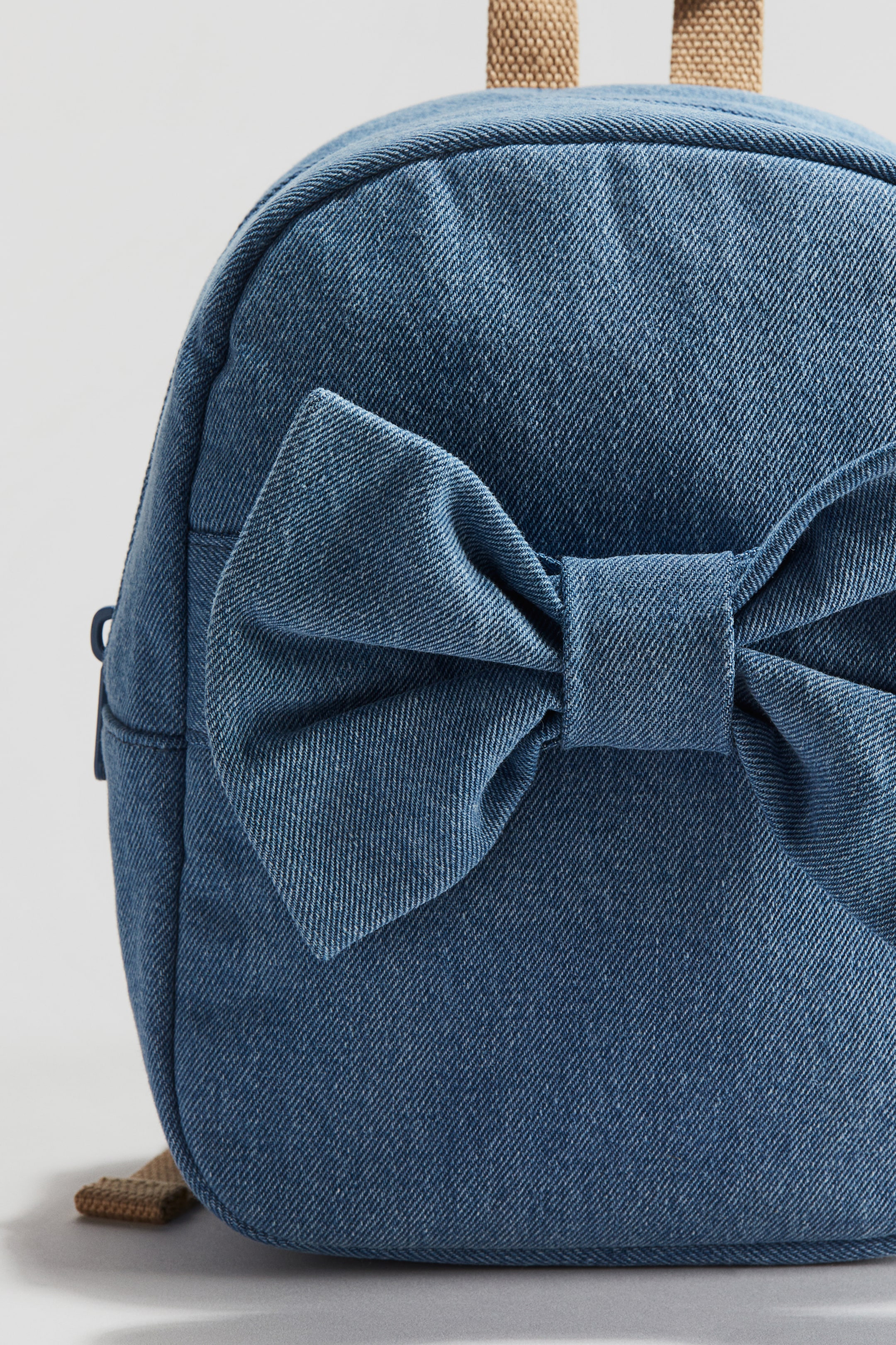 Denim Backpack with Bow Detail