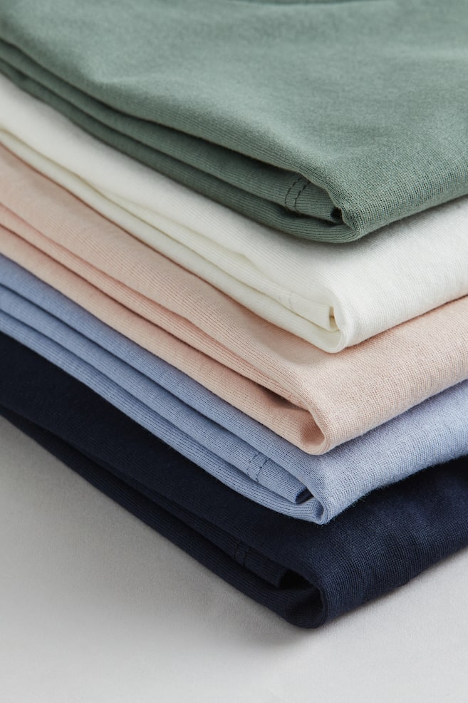 5-pack cotton T-shirts - Khaki green/Navy blue - 2