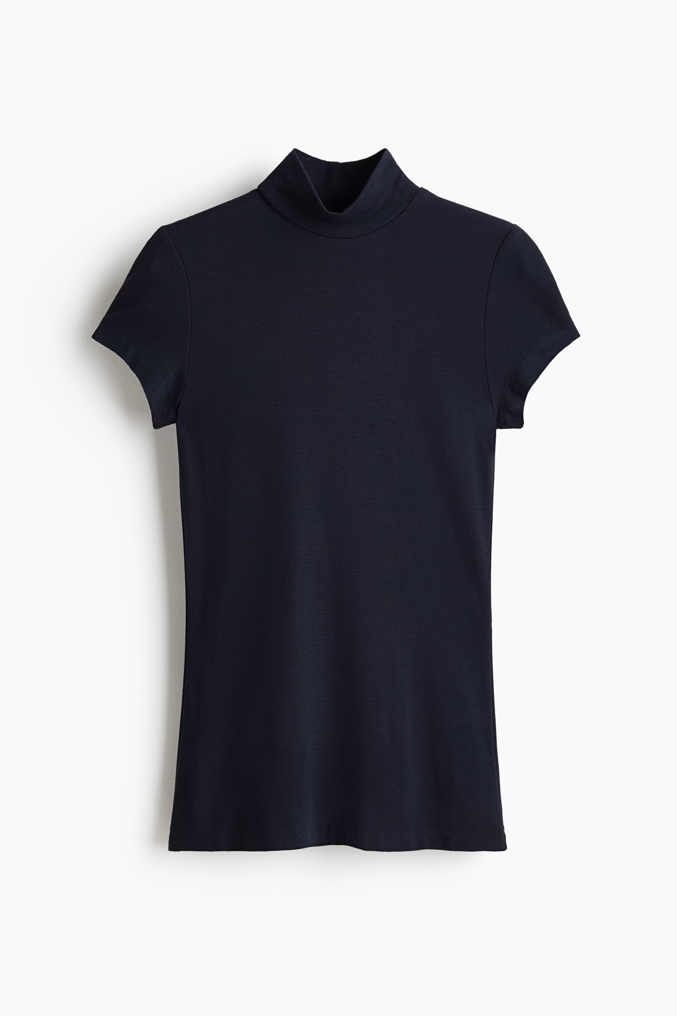 Turtleneck viscose top - Navy blue/Dark red/Grey marl