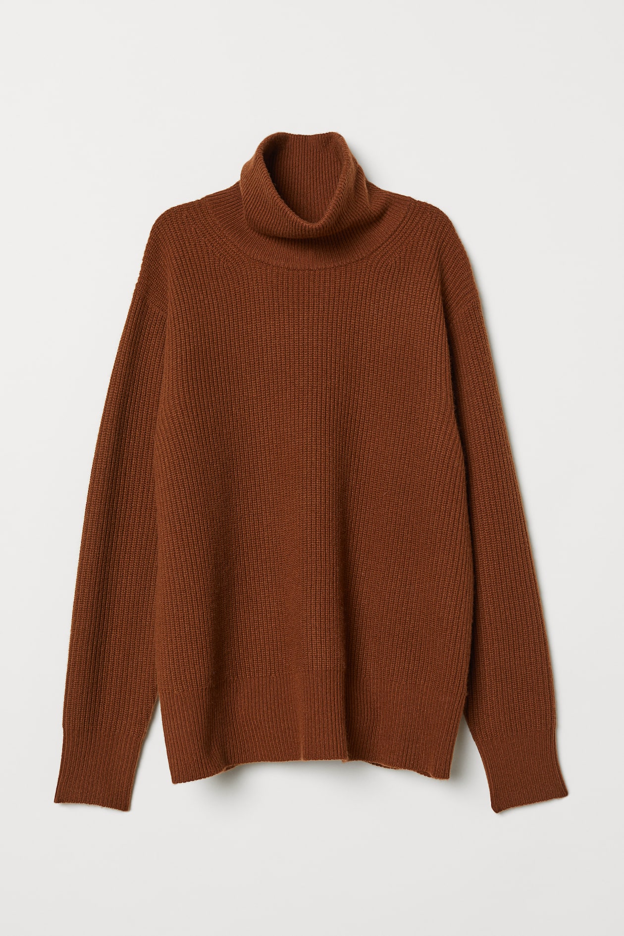 Cashmere-blend polo-neck jumper Brown Ladies H&M - Main Image