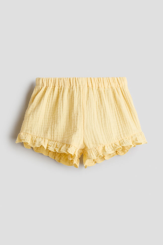 Cotton Muslin Shorts - Yellow/Light dusty pink - 1