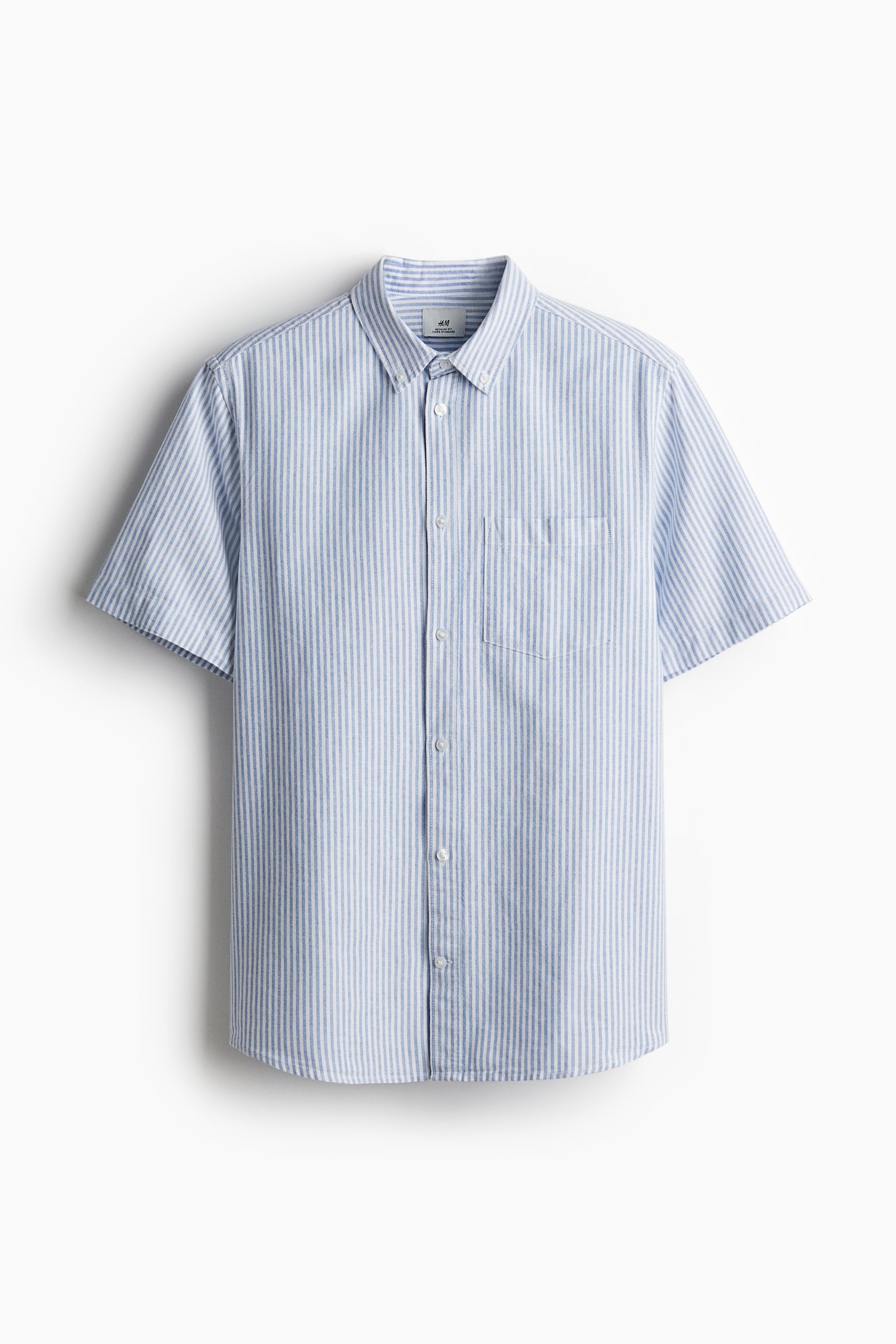 Regular Fit Short Sleeve Oxford Shirt - Blue/Stripe/White/Light beige - 2