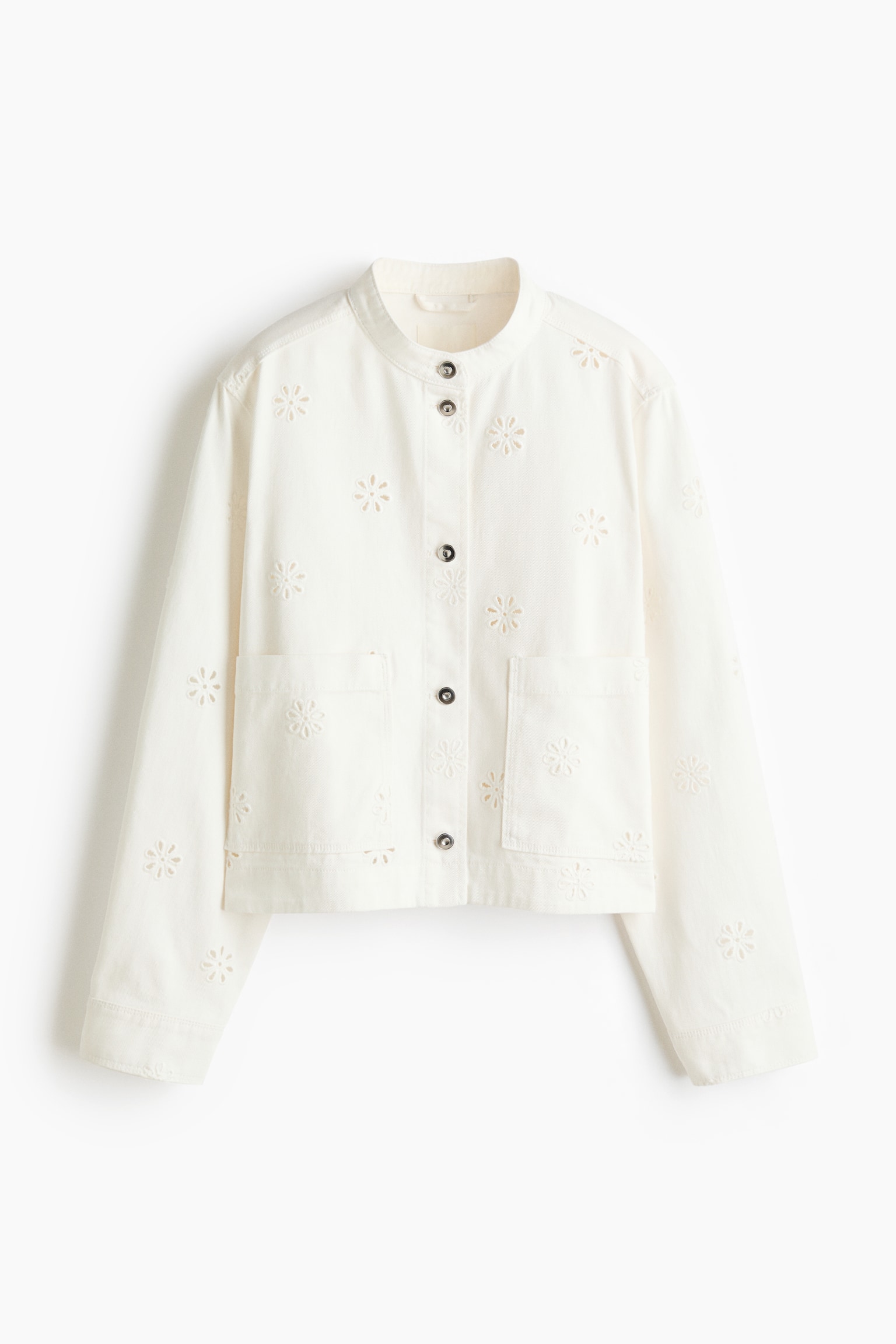 Broderie anglaise twill jacket - White - 2